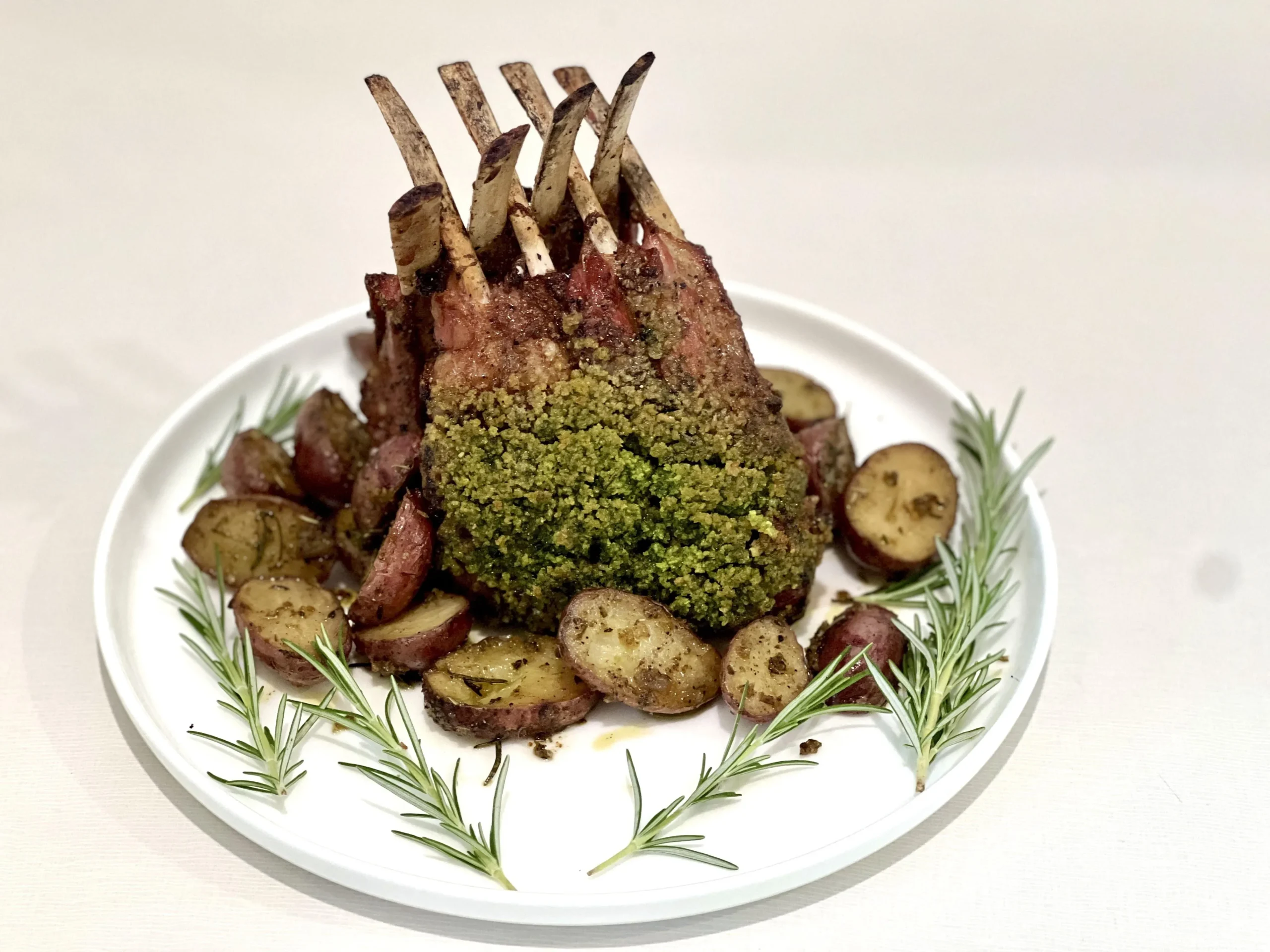 Panko Herb Crusted Rack of Lamb with Vegetables