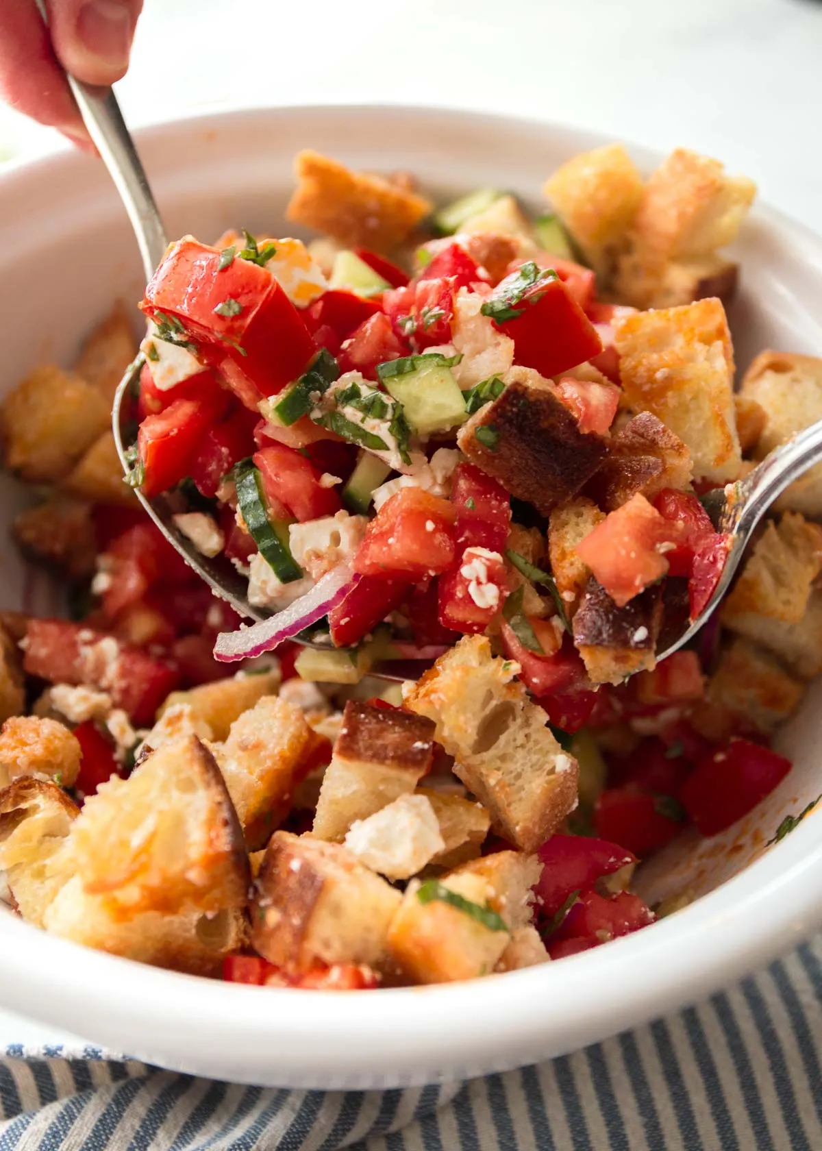 Panzanella Bread Salad with Feta and Basil
