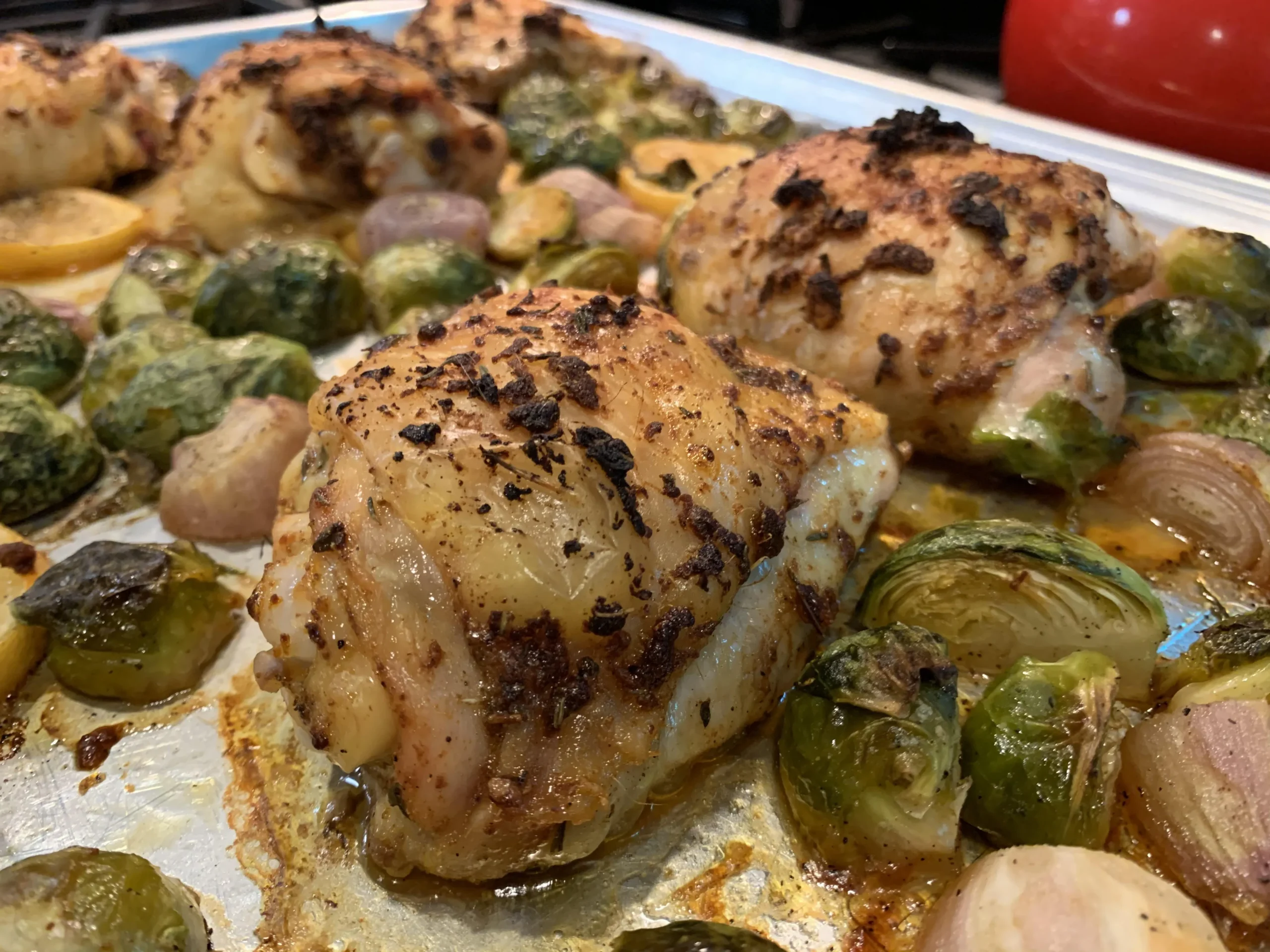 Paprika Chicken Thighs with Brussel Sprouts