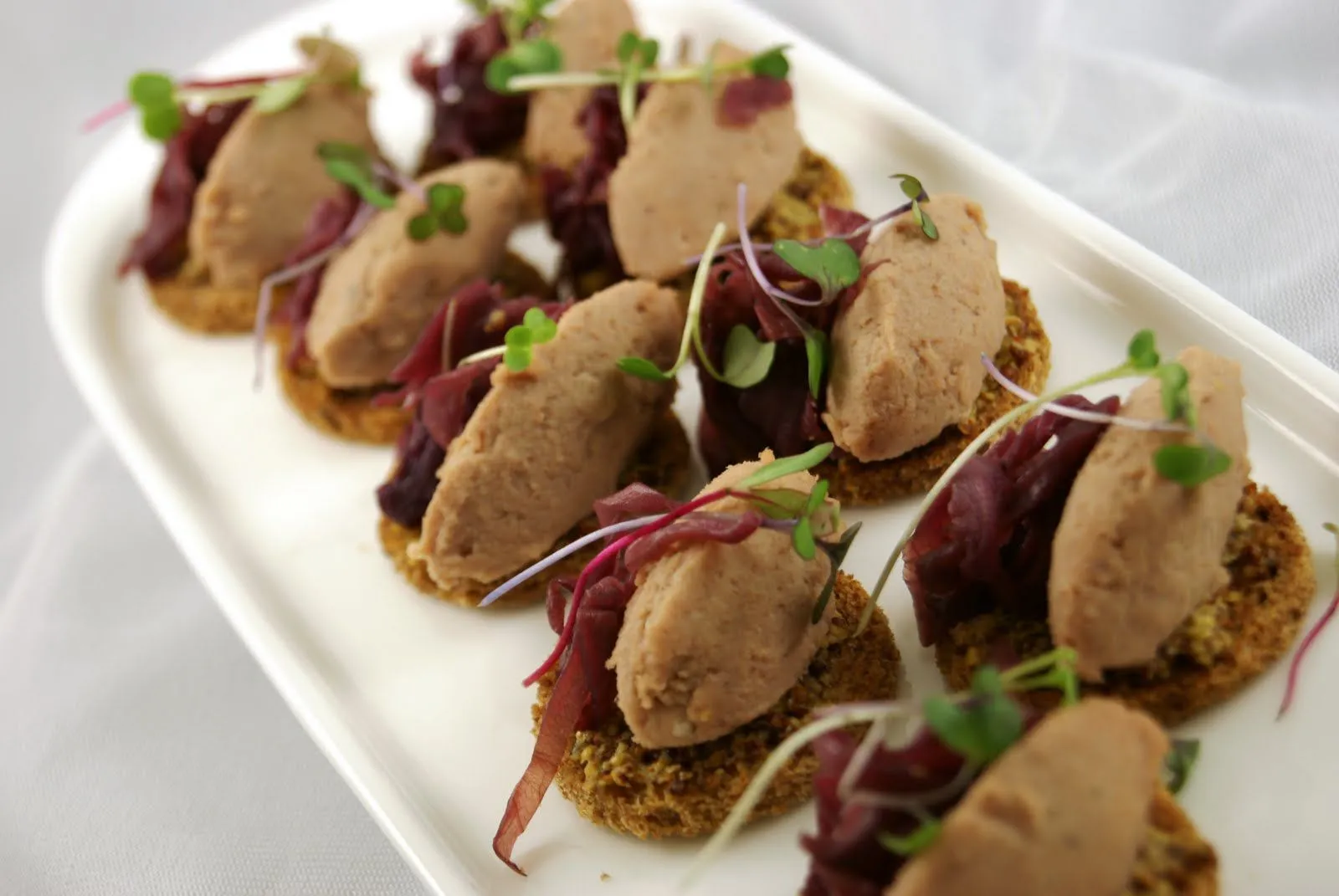 Parsnips Puree Fig Jam and Duck Confit Crostini with Pinot Noir Wine