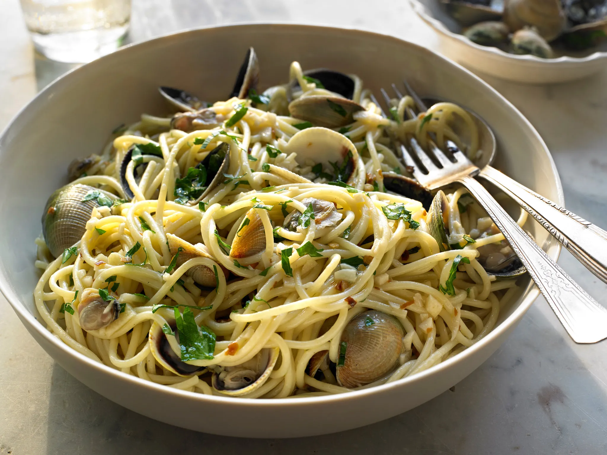 Pasta with Clams Vodka Sauce and Crispy Breadcrumbs