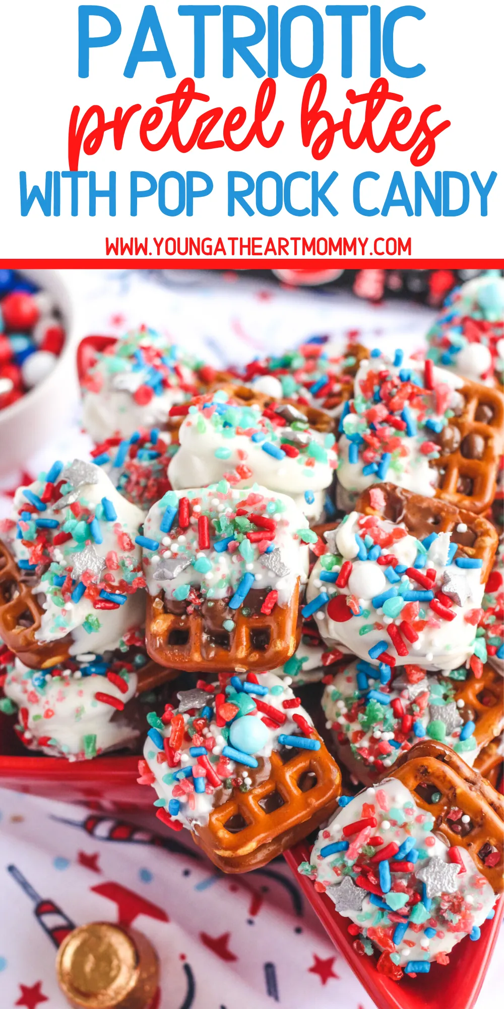 Patriotic Caramel Pretzel Bites