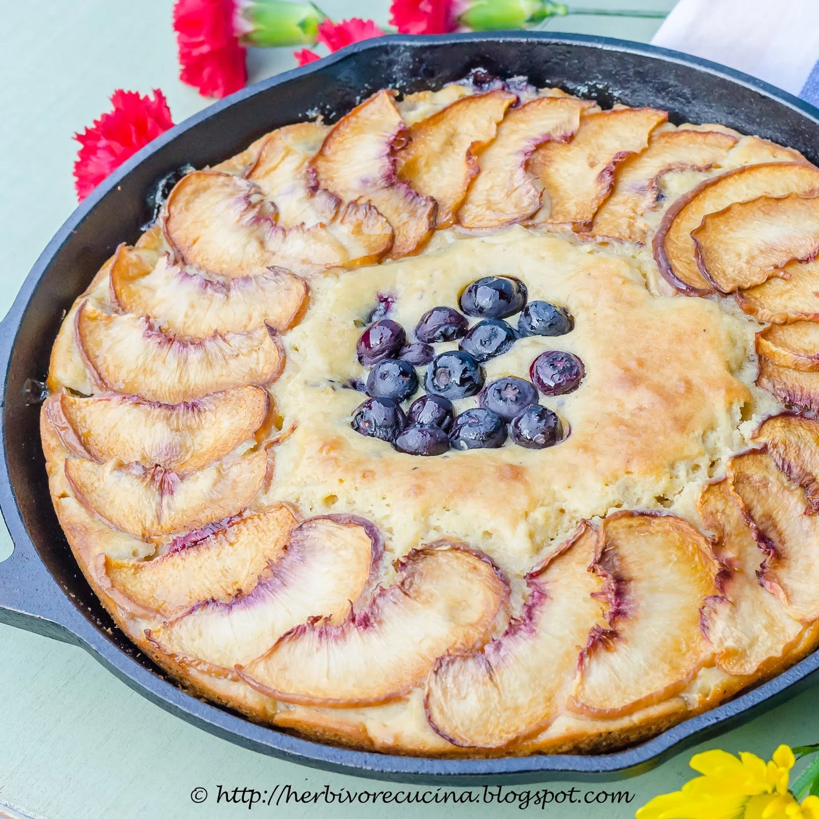 Peach Blueberry Skillet Cake