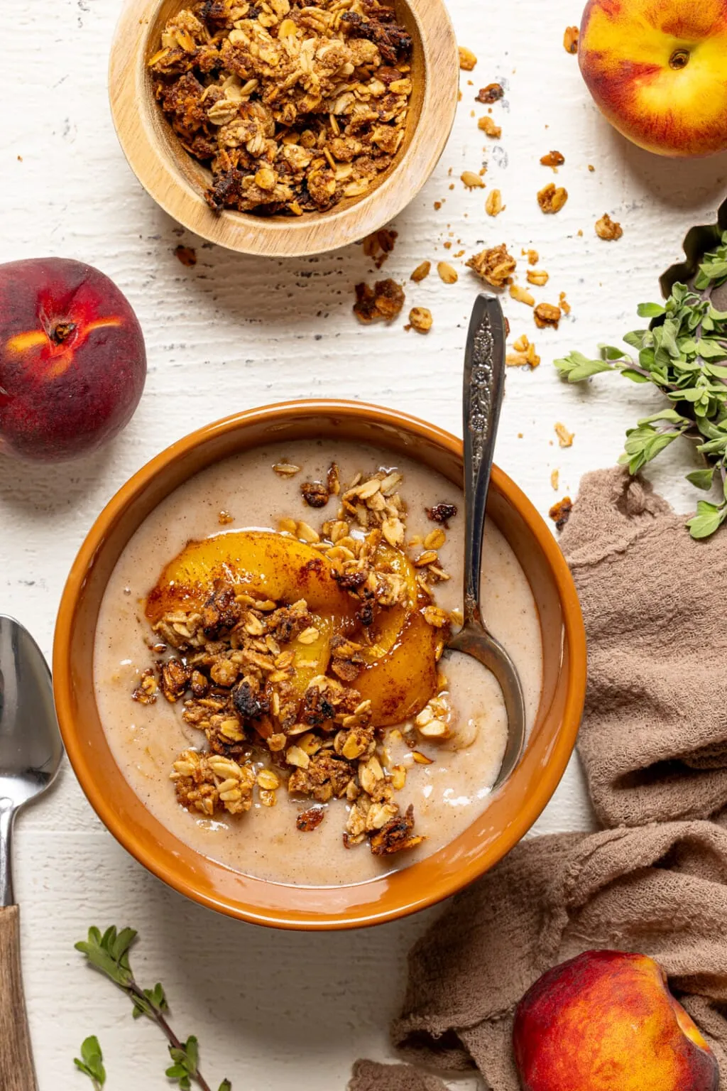 Peach Crisp Oatmeal Porridge Vegan