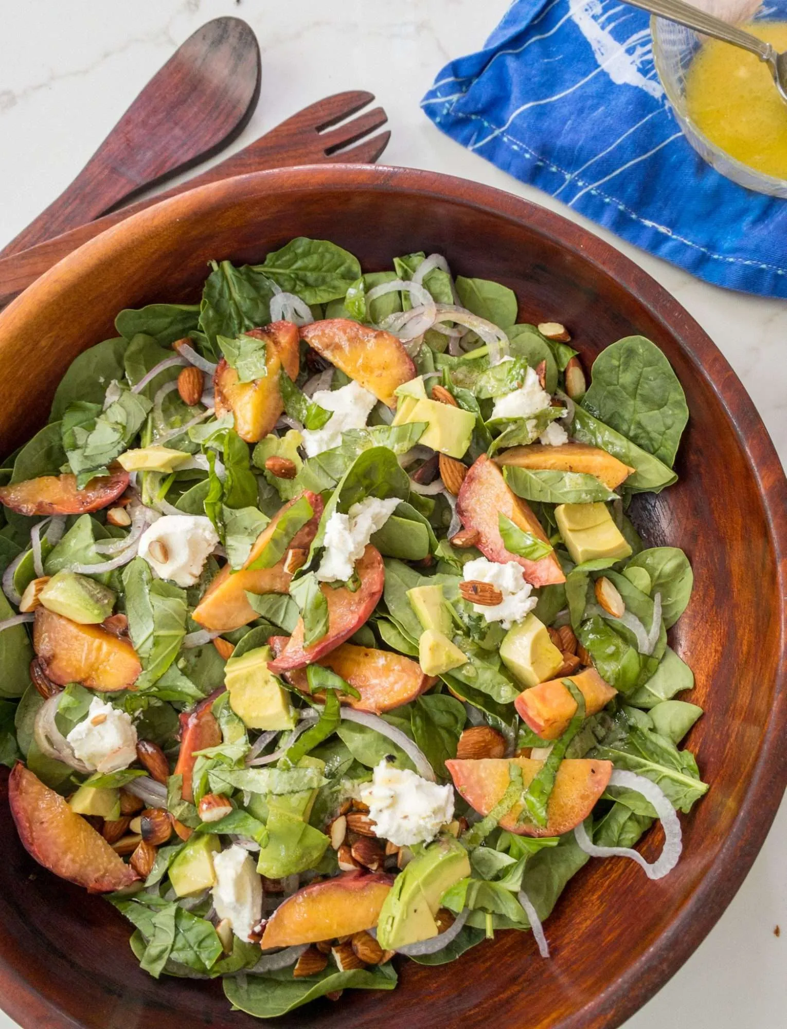 Peach Salad with Maple Pistachios and Chile Butter Dressing