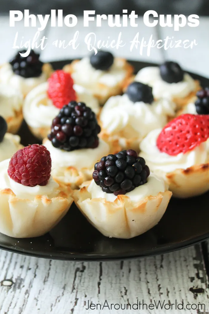 Peanut Butter Fruit Dip Phyllo Cups