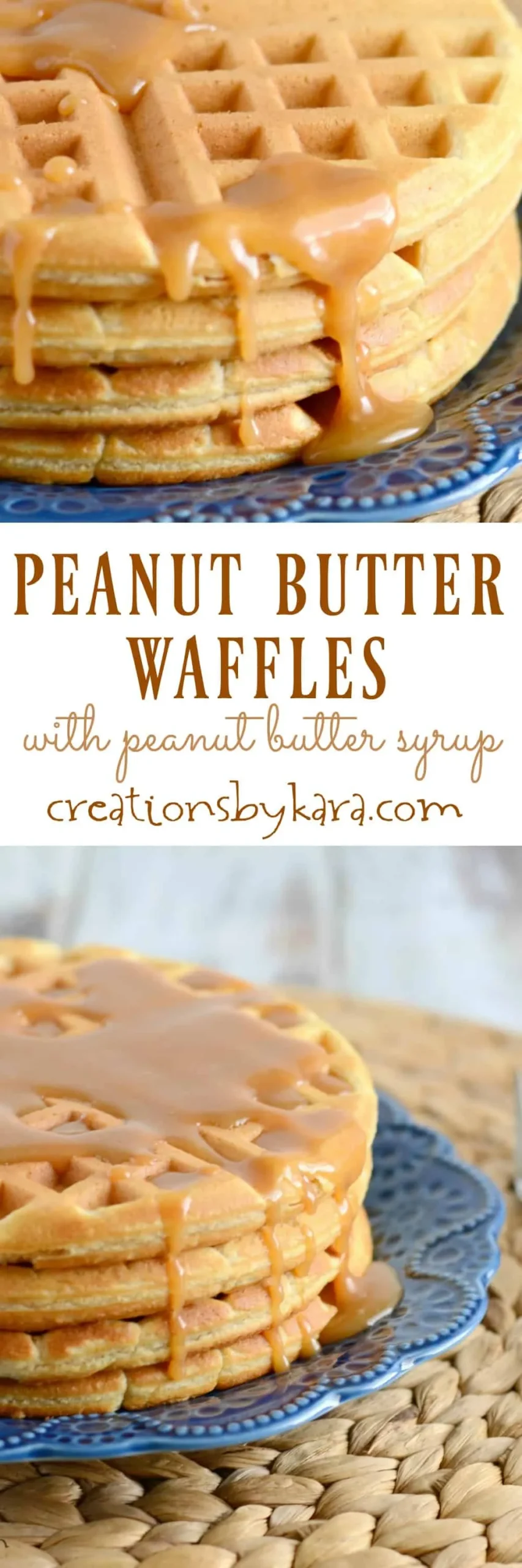 Peanut Butter Waffles with Peanut Butter Syrup