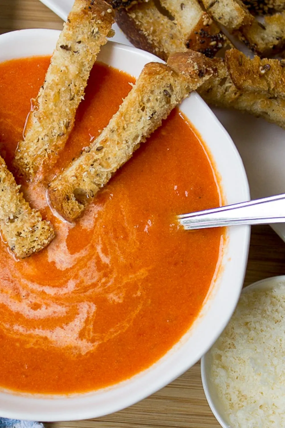 Perfect Tomato Soup with Parmesan Croutons