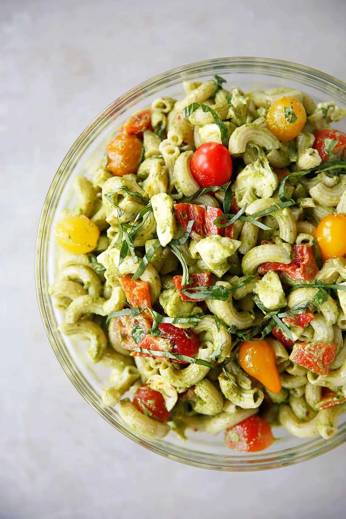 Pesto Caprese Macaroni Salad
