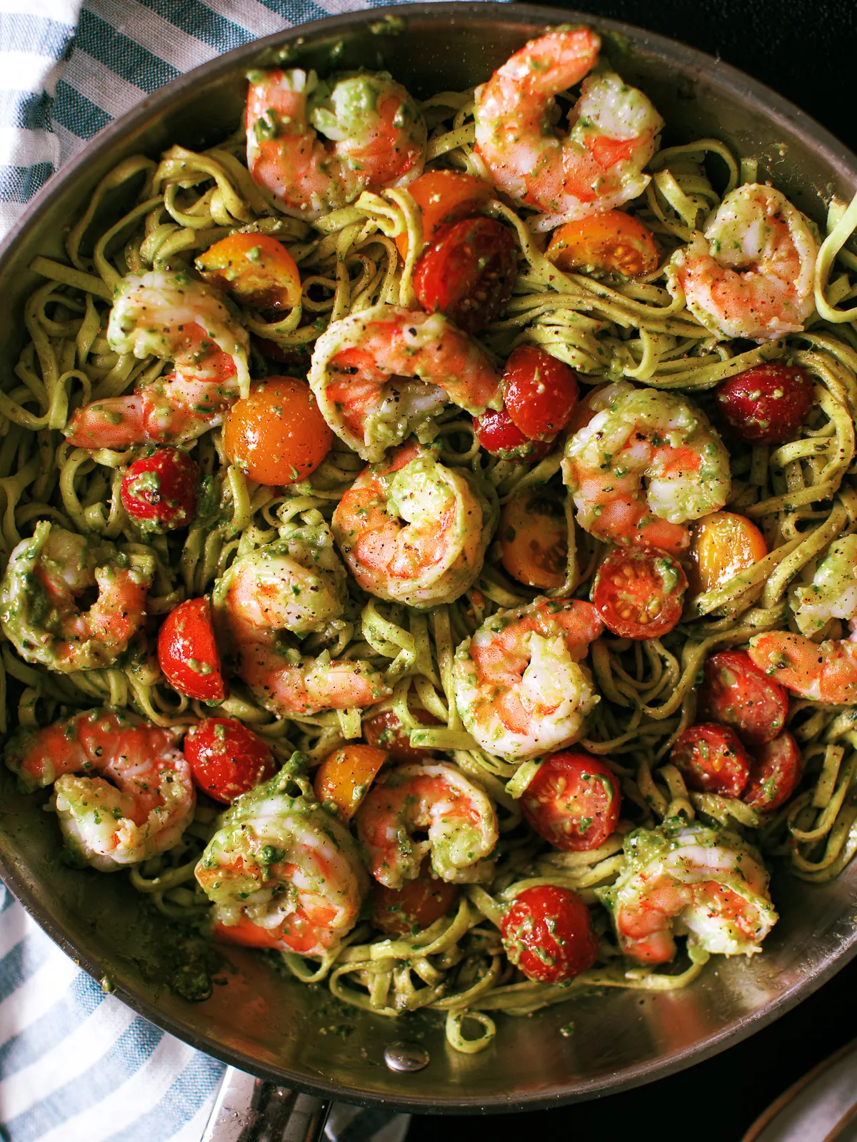 Pesto Shrimp Linguine Salad