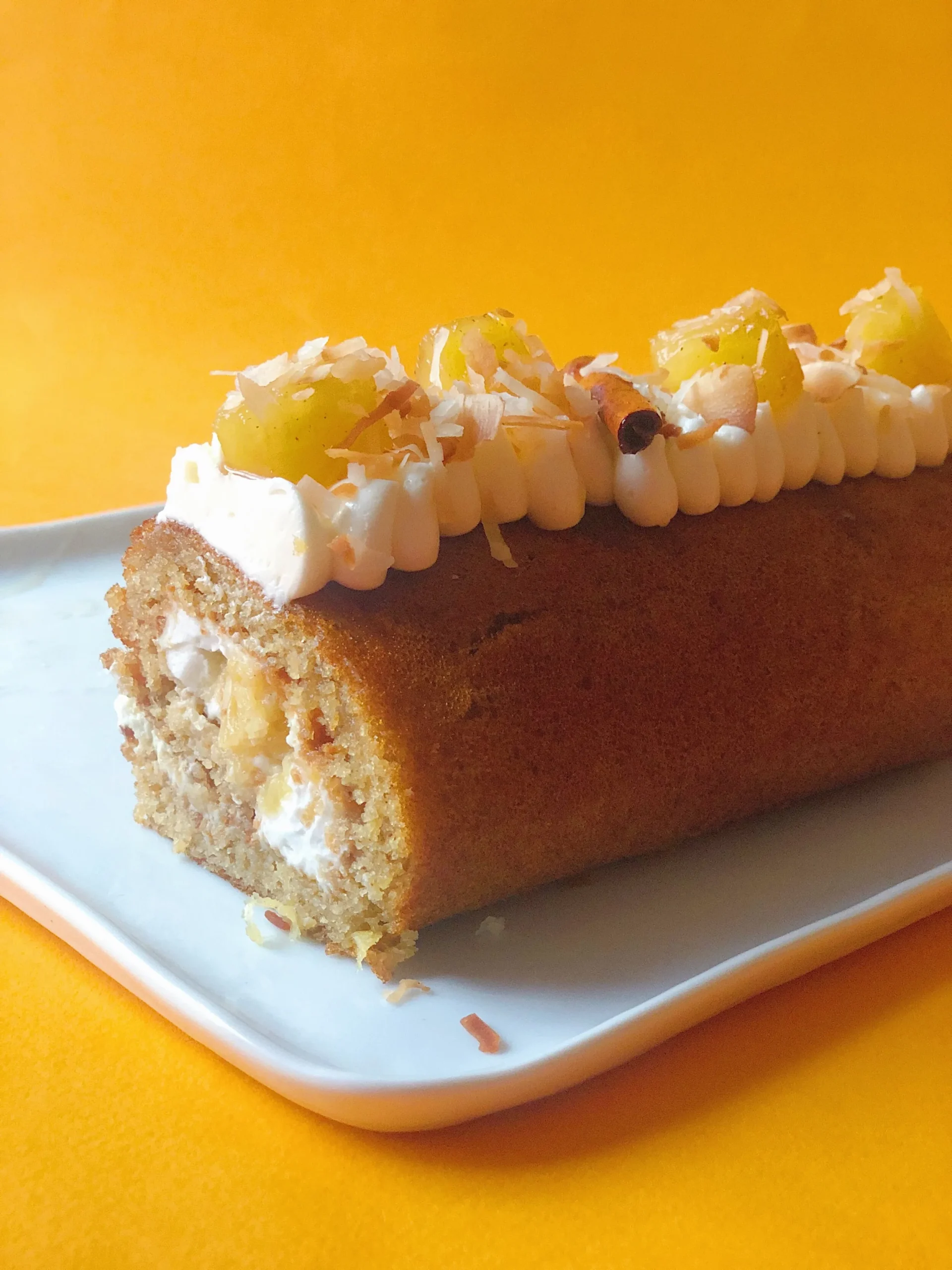 Pina Colada Swiss Cake Roll