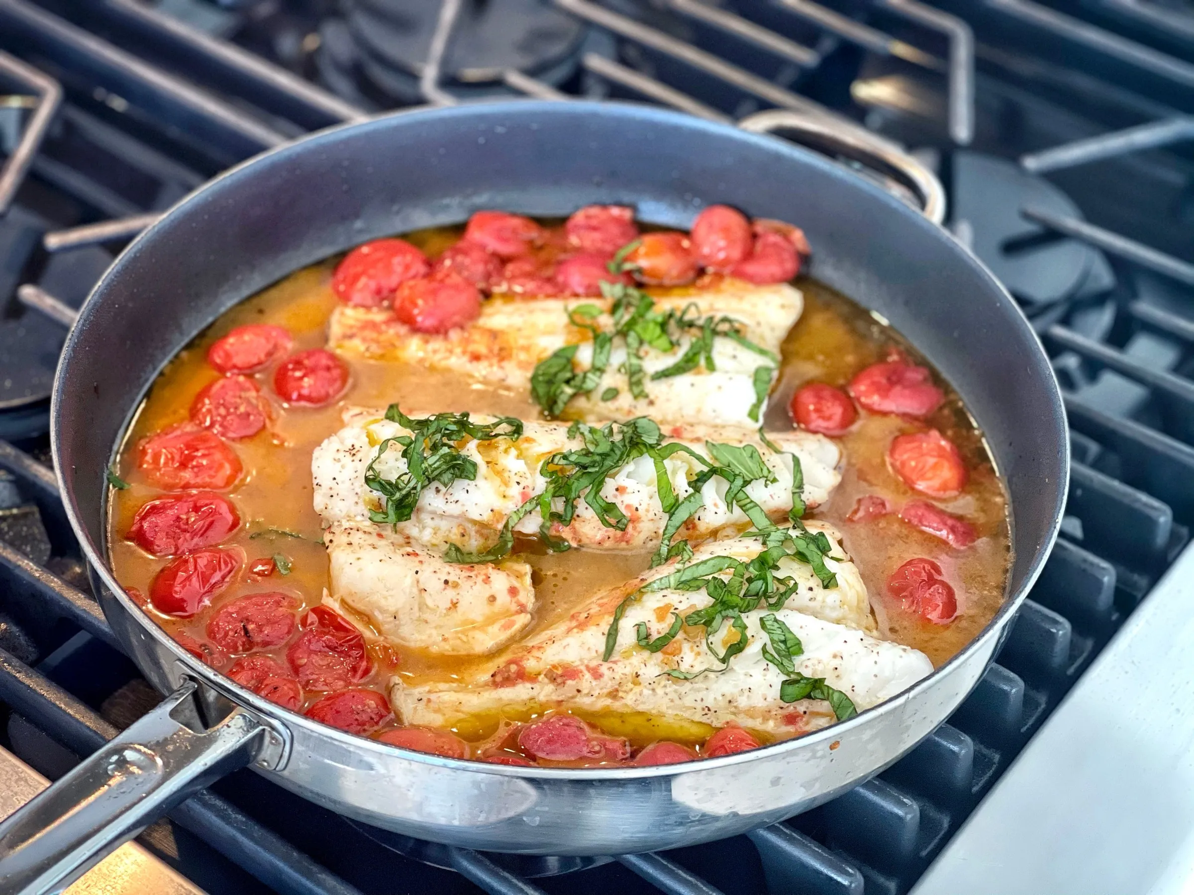 Poached Fish Fillets with Tomato Vinaigrette
