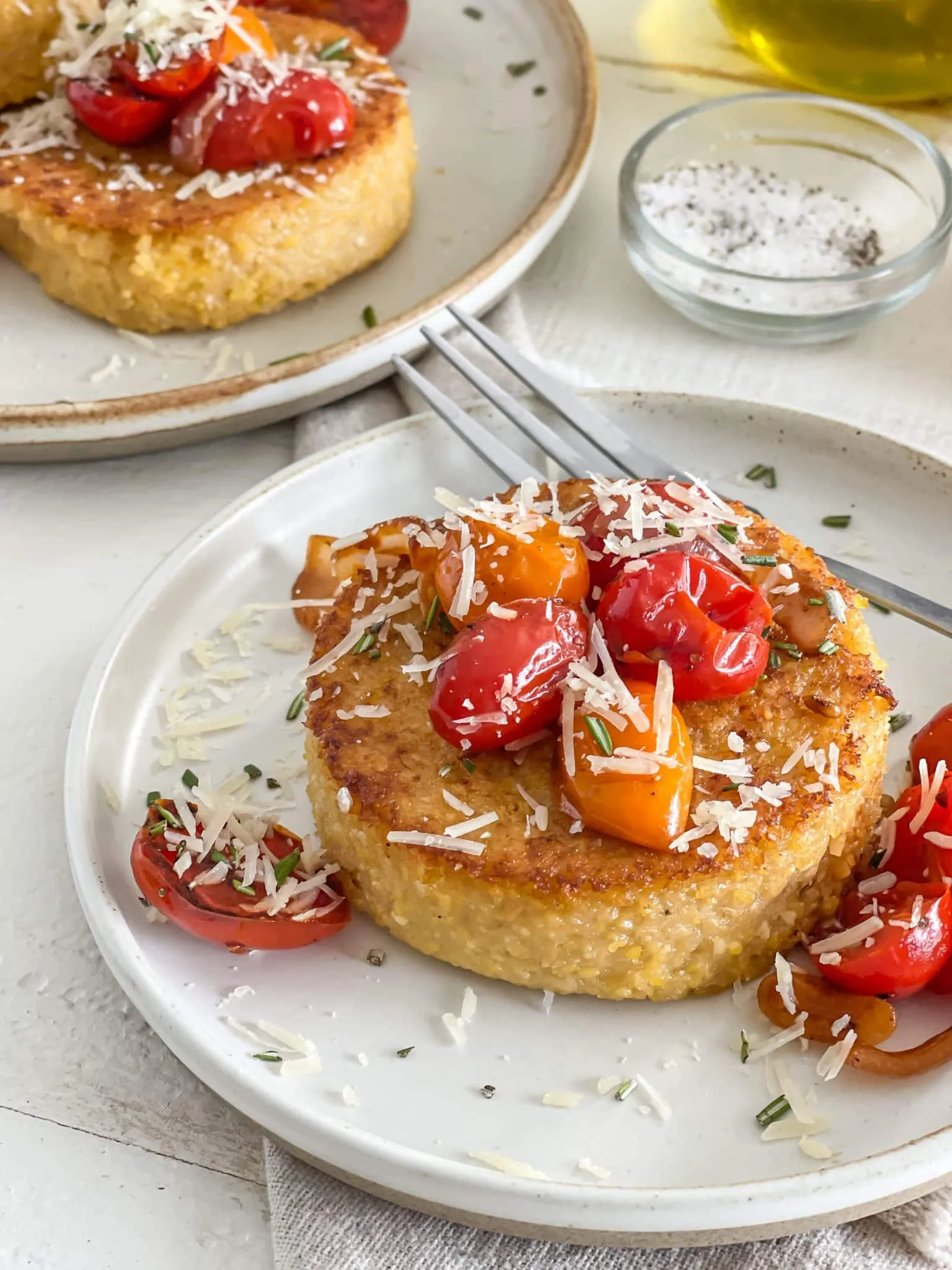 Polenta Cakes with Tempeh Bolognese