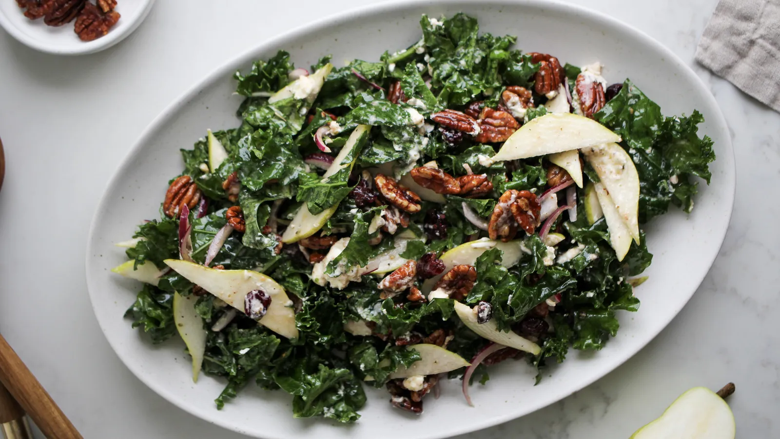 Pomegranate Kale Salad with Maple Glazed Pecans