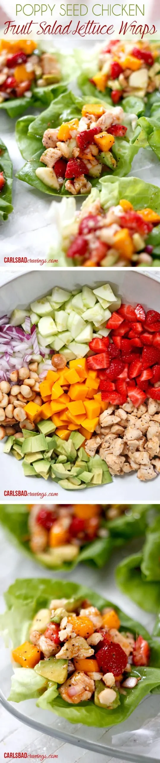 Poppy Seed Chicken Fruit Salad Wraps