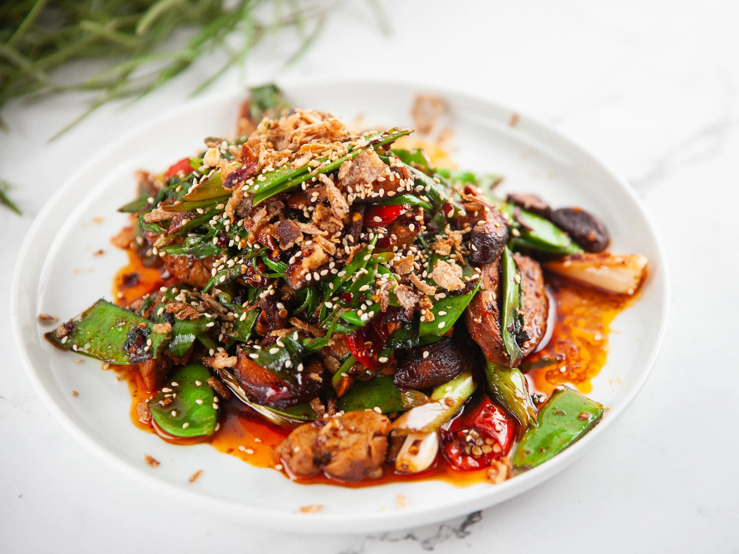 Pork Fillet Stir Fry with Green Chilli Paste and Coconut Milk