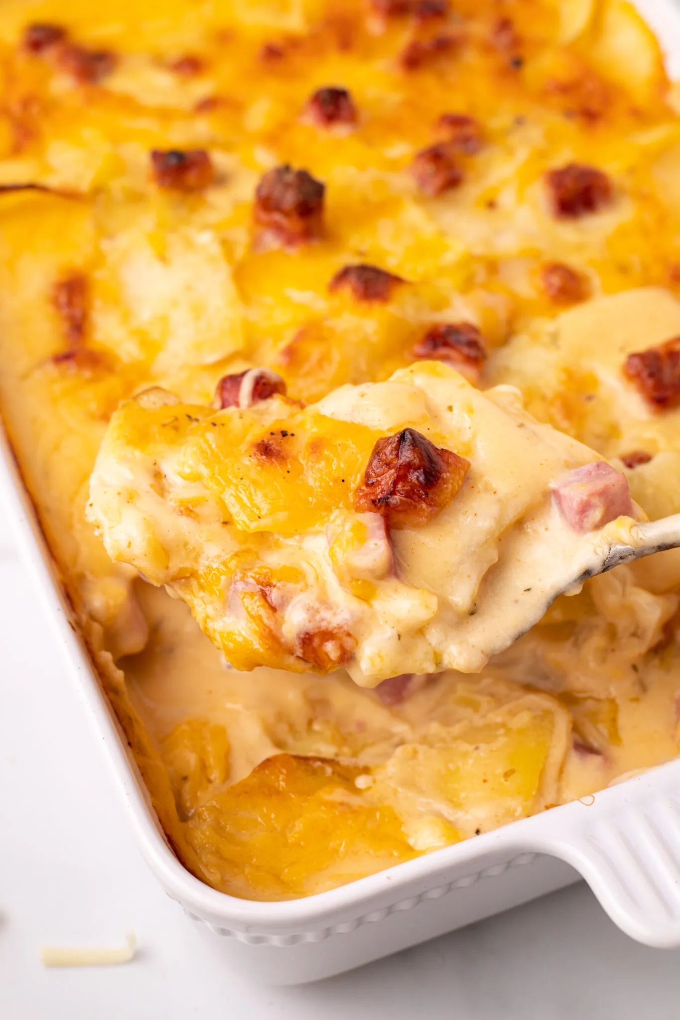 Potato Onion and Ham Au Gratin