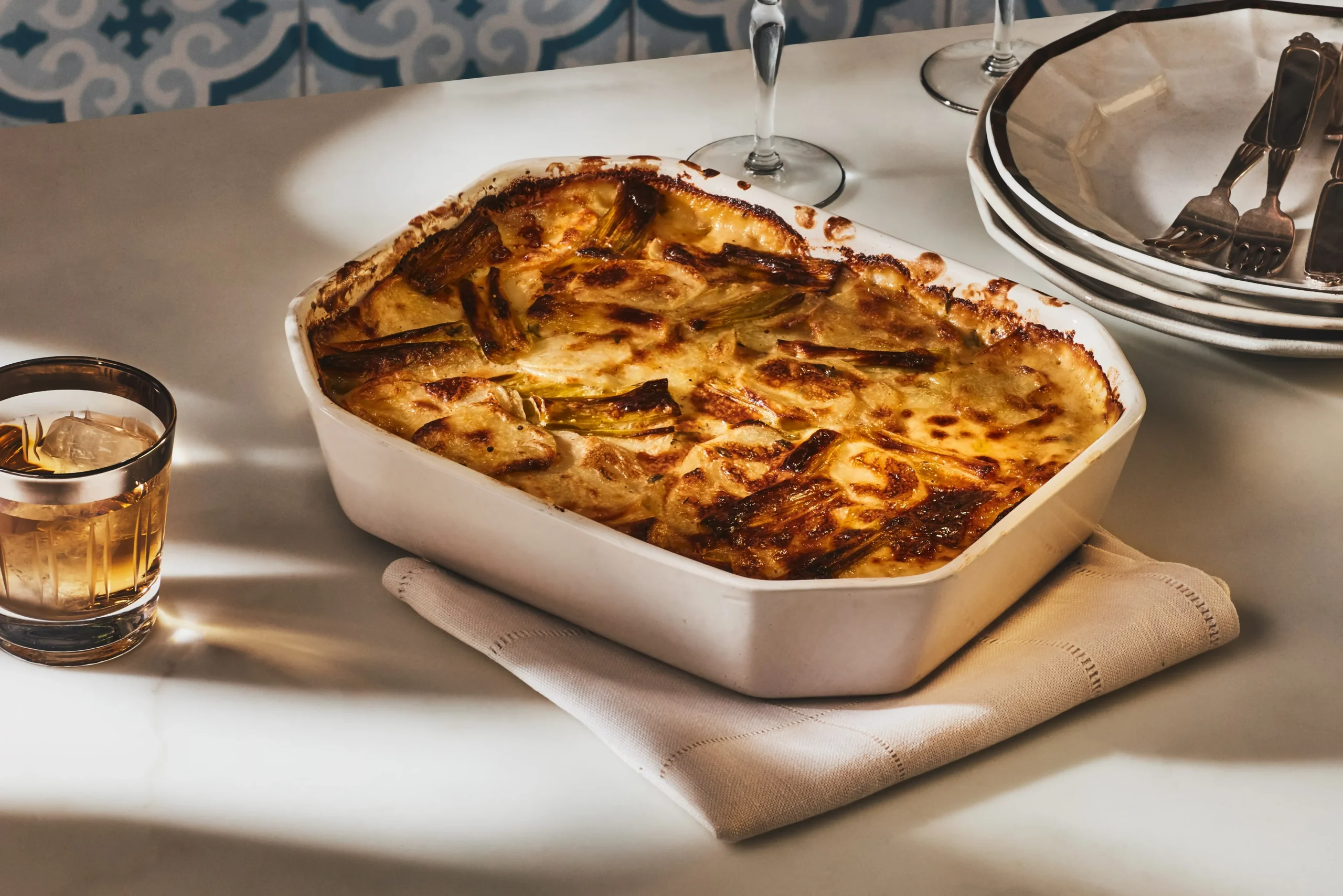 Potato, Sausage, and Leek Gratin