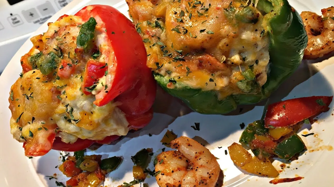 Prawns Stuffed Yellow Bell Peppers