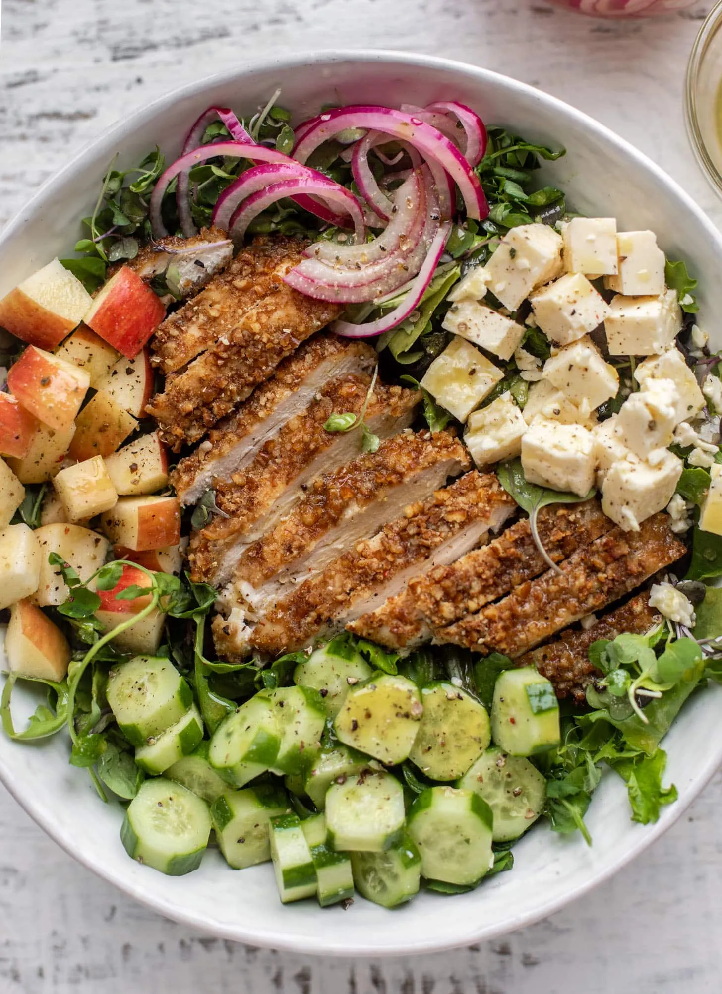 Pretzel Crusted Chicken Salad with Honey Mustard Vinaigrette
