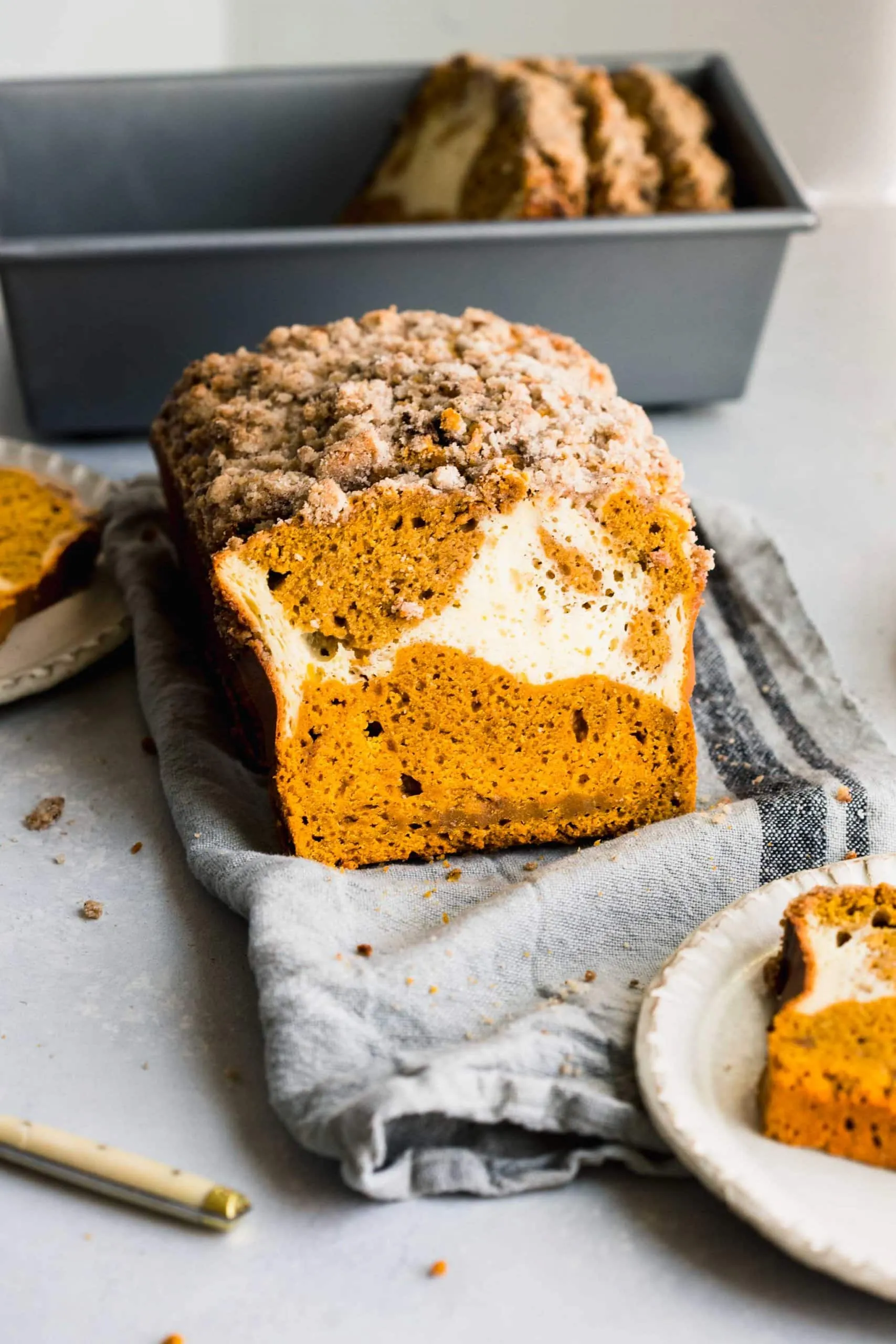 Pumpkin Bread with Cream Cheese Swirl