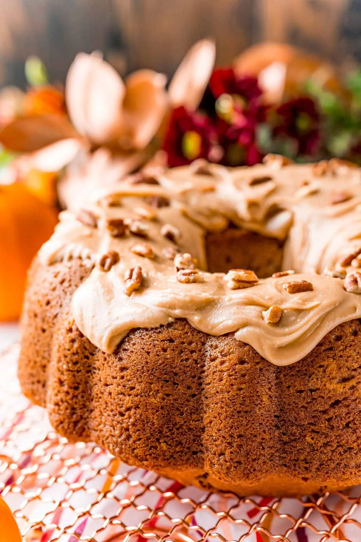 Pumpkin Poundcake with Brown Sugar Walnut Glaze