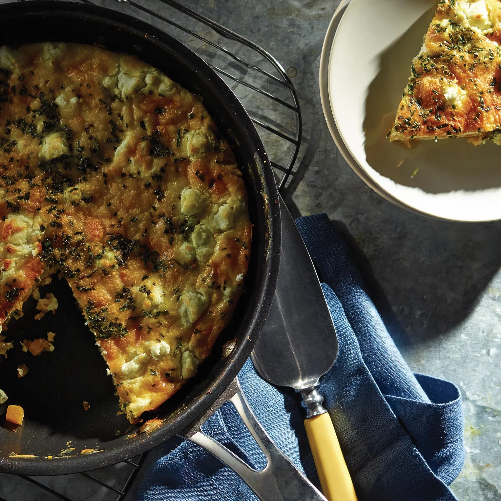 Pumpkin Swirled Goat Cheese Frittata with Sage