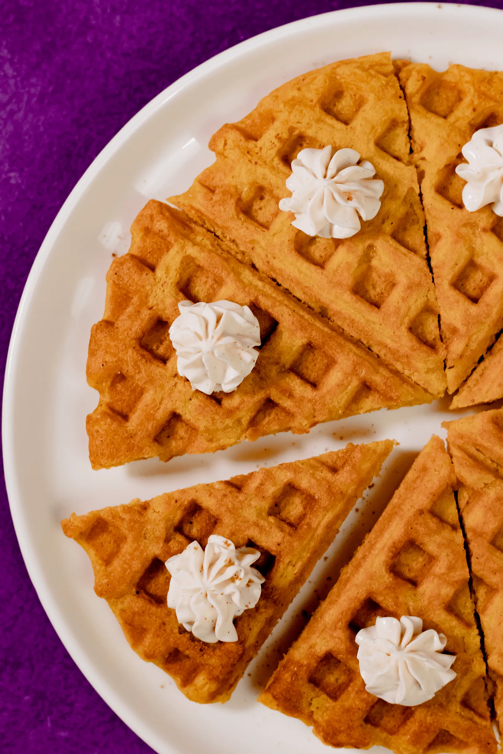 Pumpkin Waffles with Cream Cheese Syrup