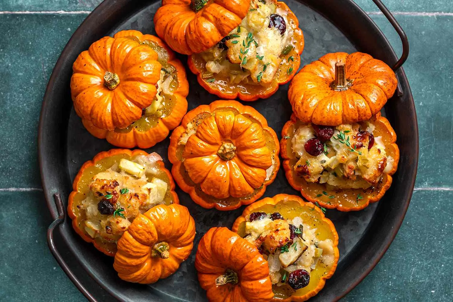Pumpkins Stuffed with Onion, Mushrooms, and Chard
