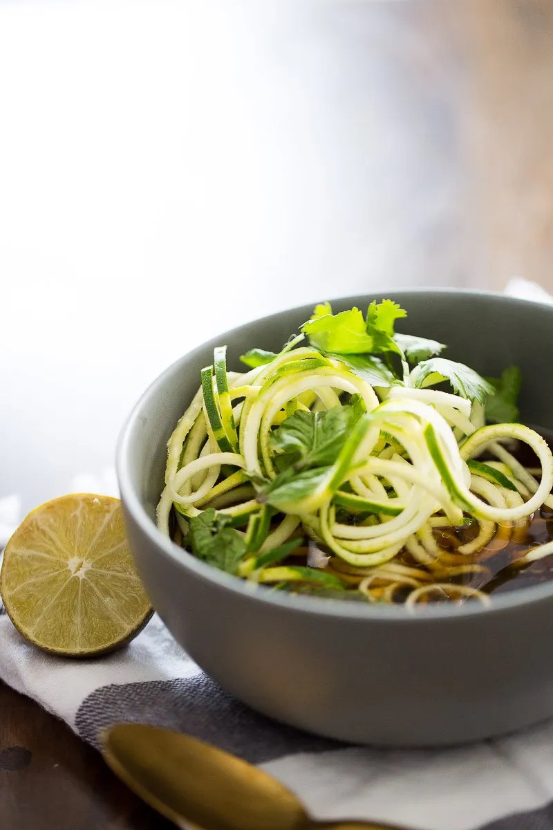 Quick Vegetarian Pho with Zucchini Noodles