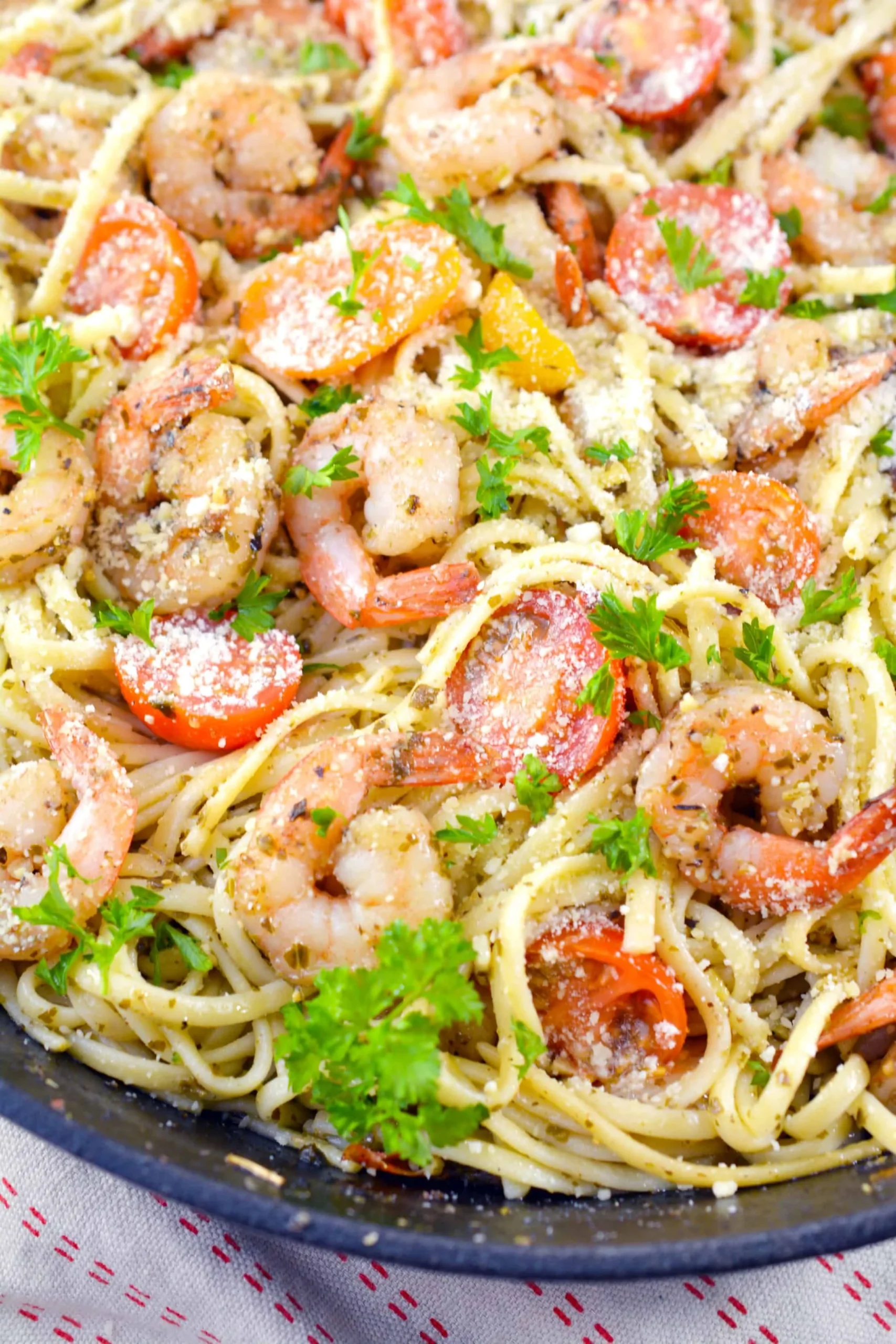 Quick and Easy Pesto Shrimp Pasta