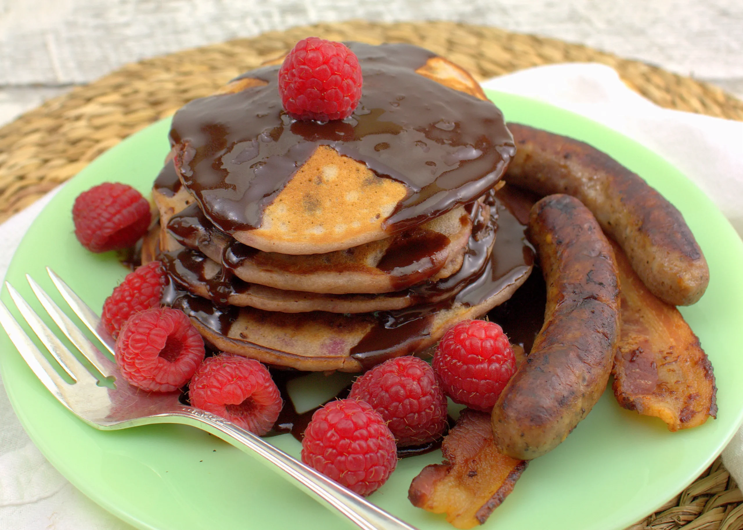 Raspberry Chocolate Chip Buttermilk Pancakes