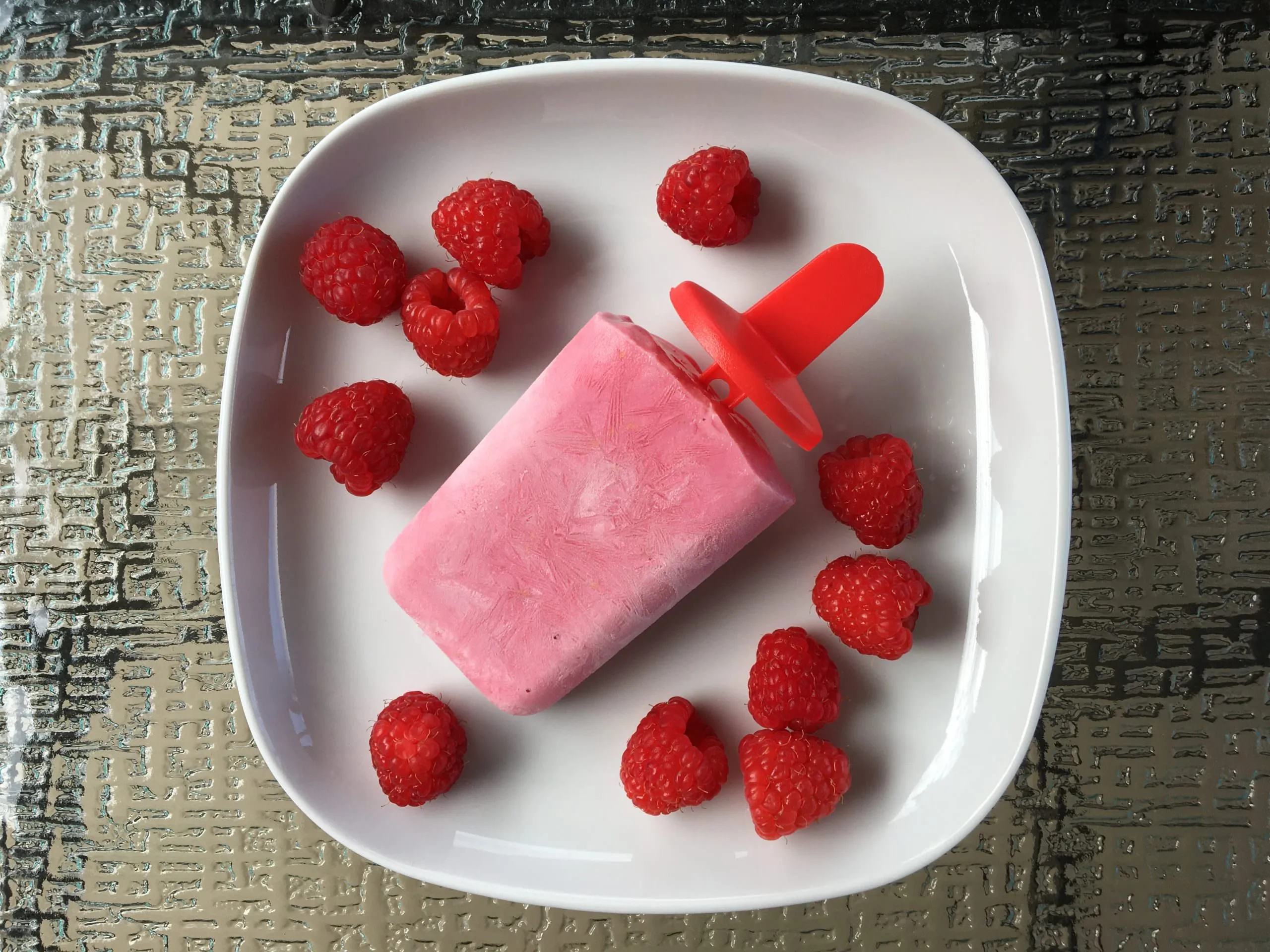 Raspberry Cream Greek Yogurt Pops