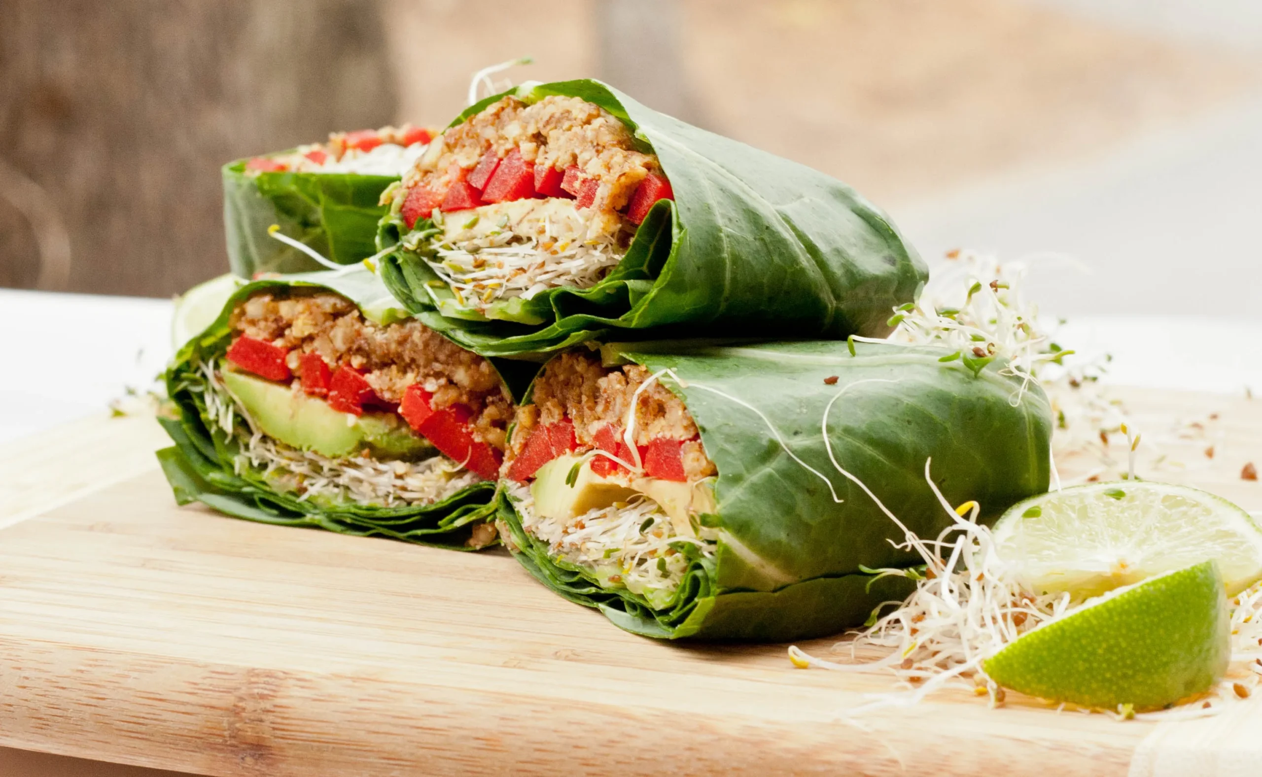 Raw Vegan Veggie Collard Wraps