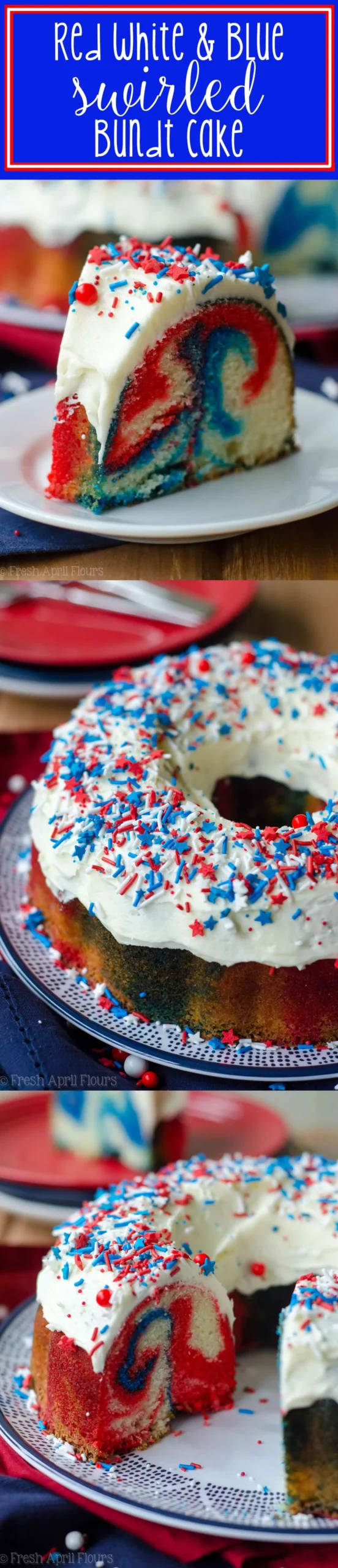 Red White Blue Swirl Bundt Cake