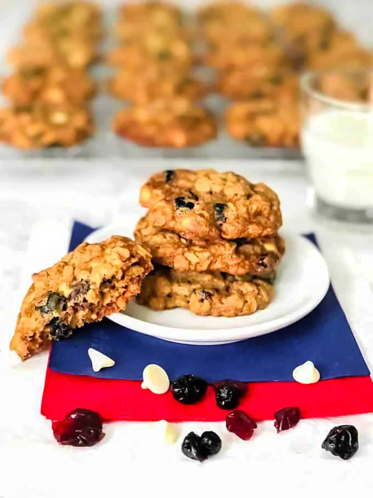 Red White and Blue Oatmeal Cookies