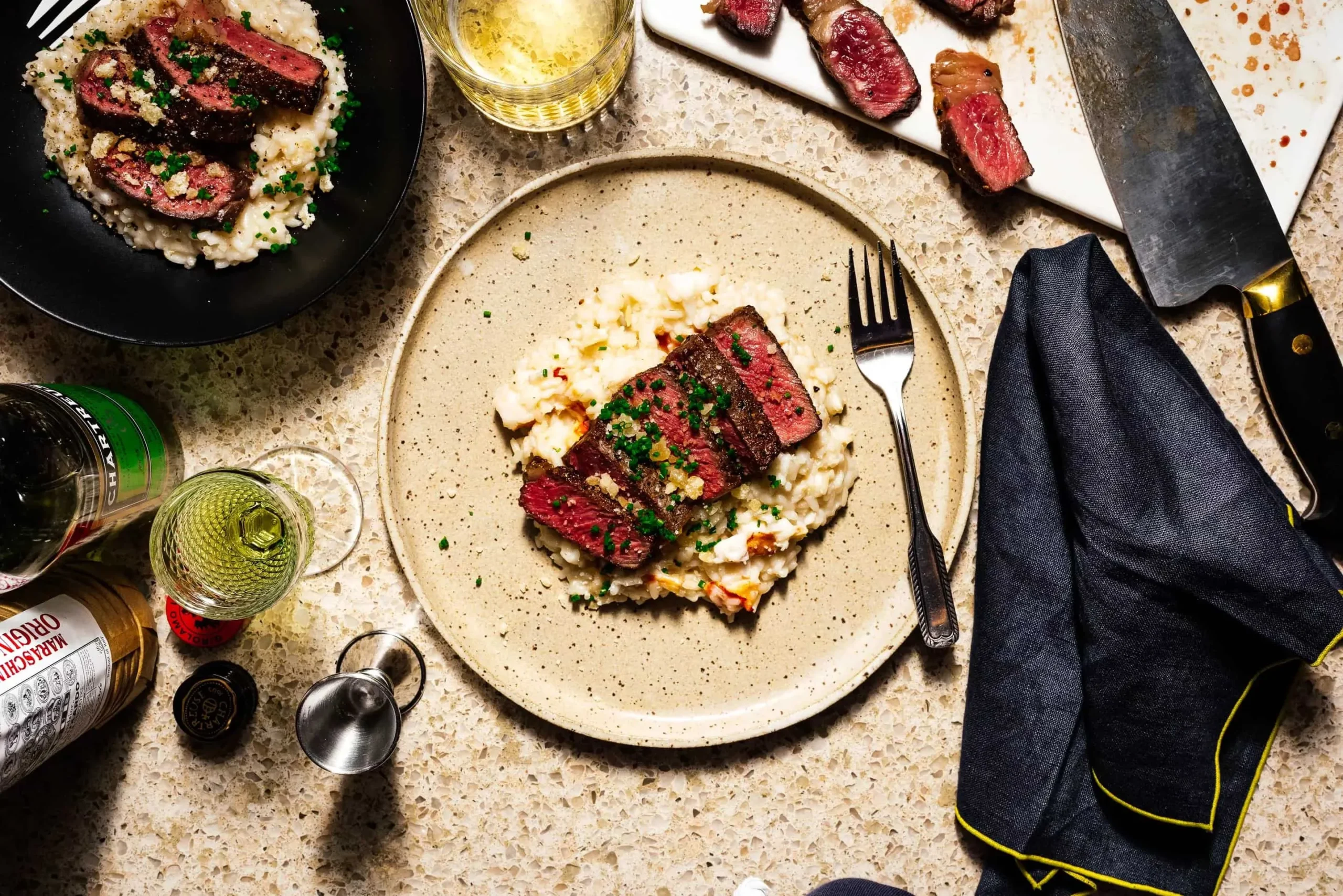 Reverse Sear Steak and Lobster Risotto