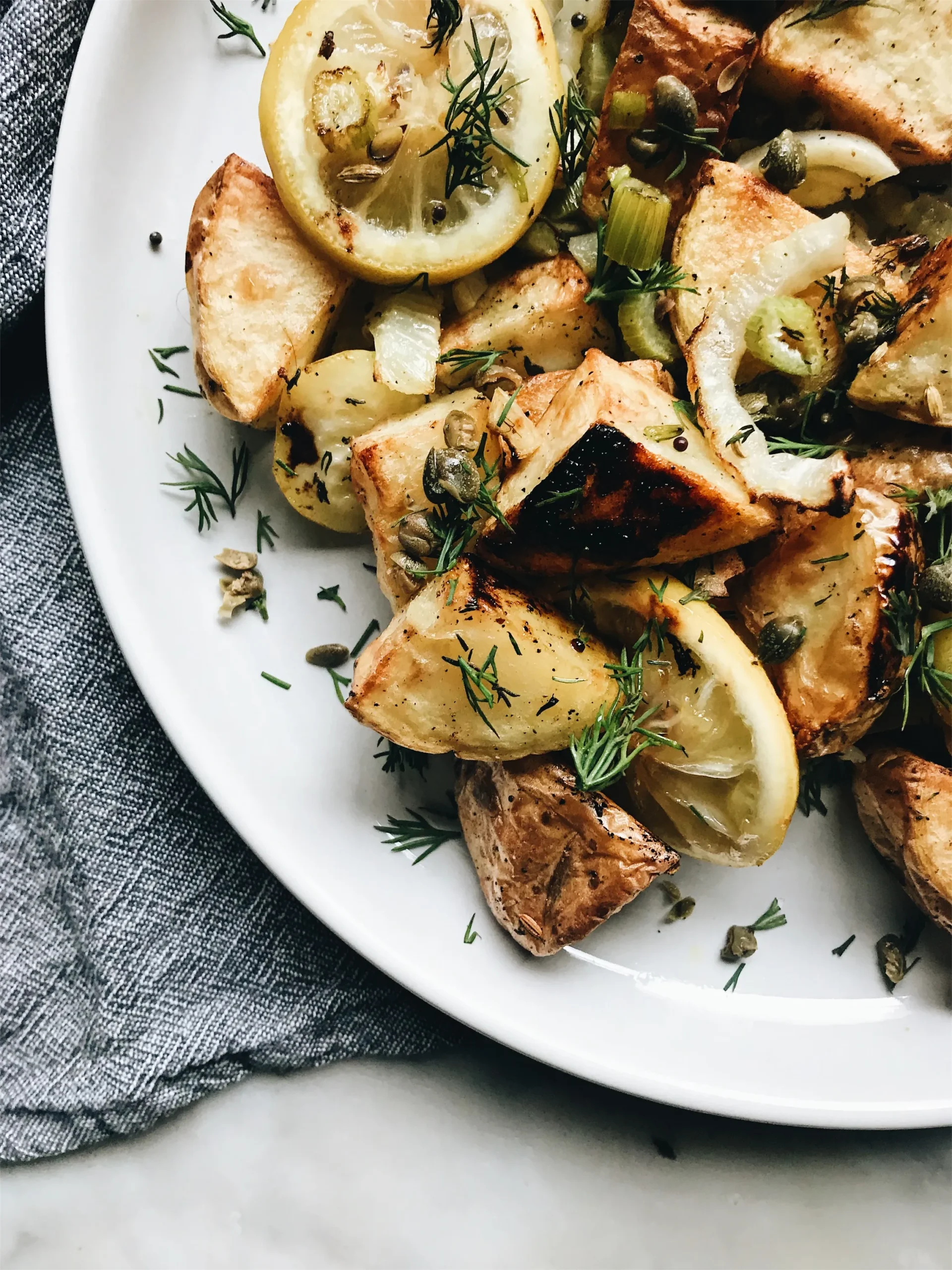 Roast Minted New Potatoes and Fennel