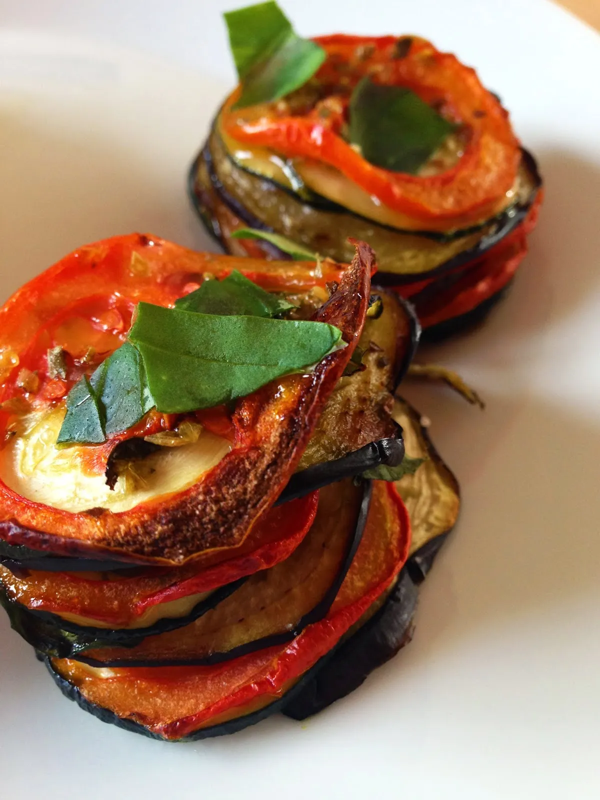 Roasted Aubergine Courgette and Mushroom Crumble