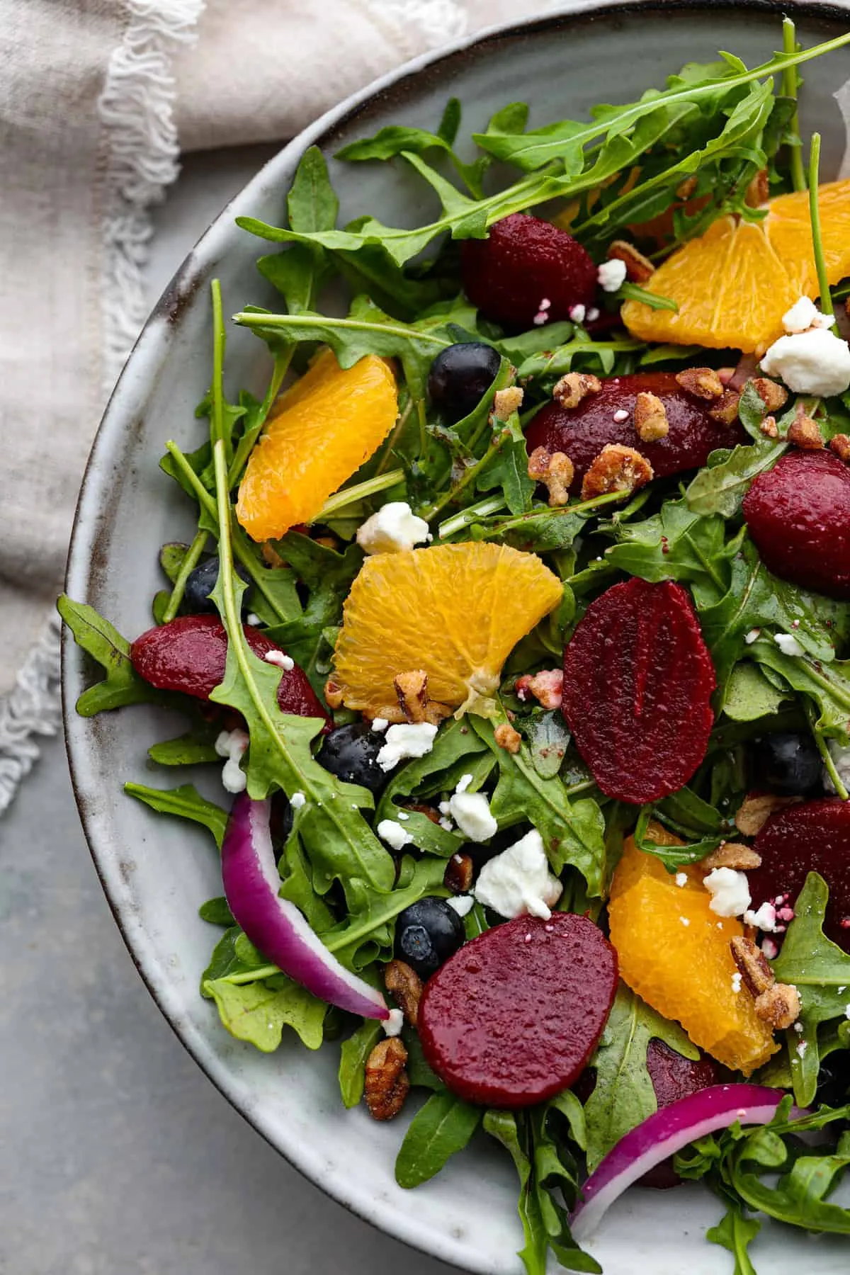 Roasted Beets Arugula Tomato Feta Salad