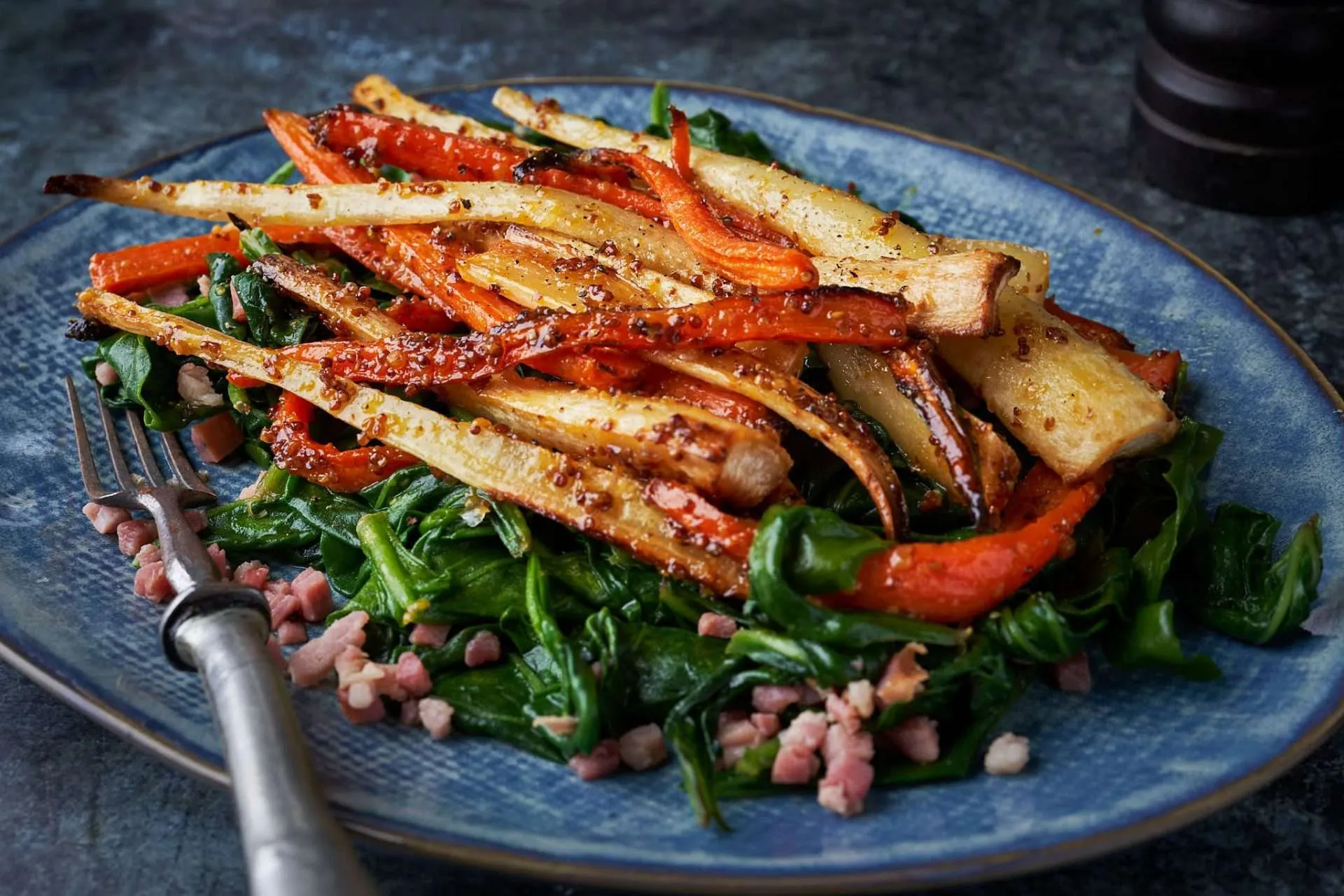 Roasted Carrots and Parsnips with Bacon