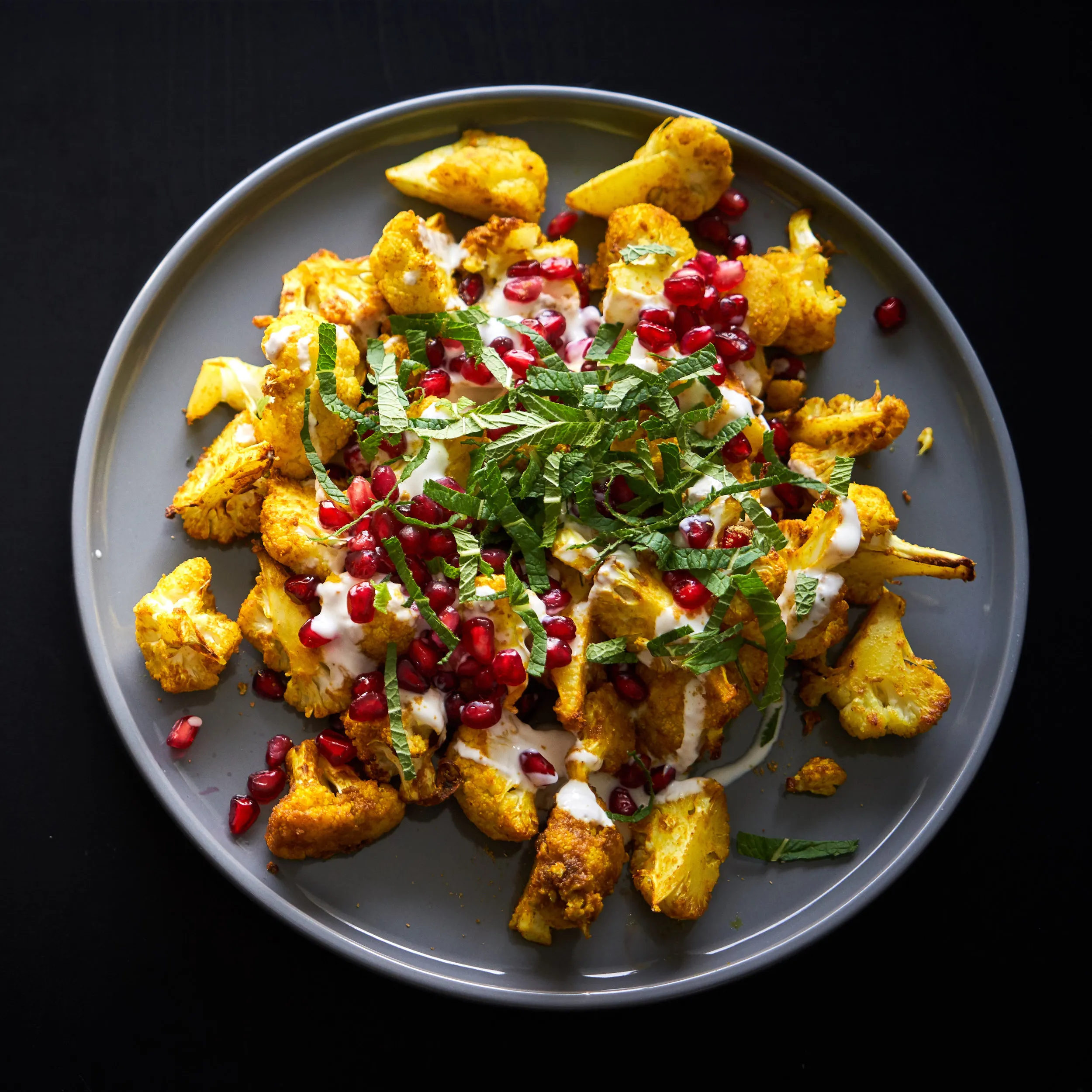 Roasted Cauliflower Mint Pomegranate
