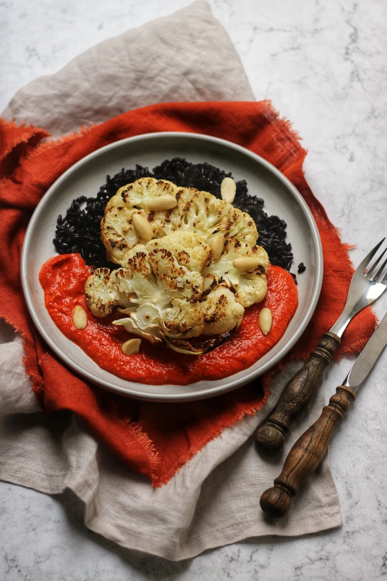 Roasted Cauliflower with Romesco Sauce