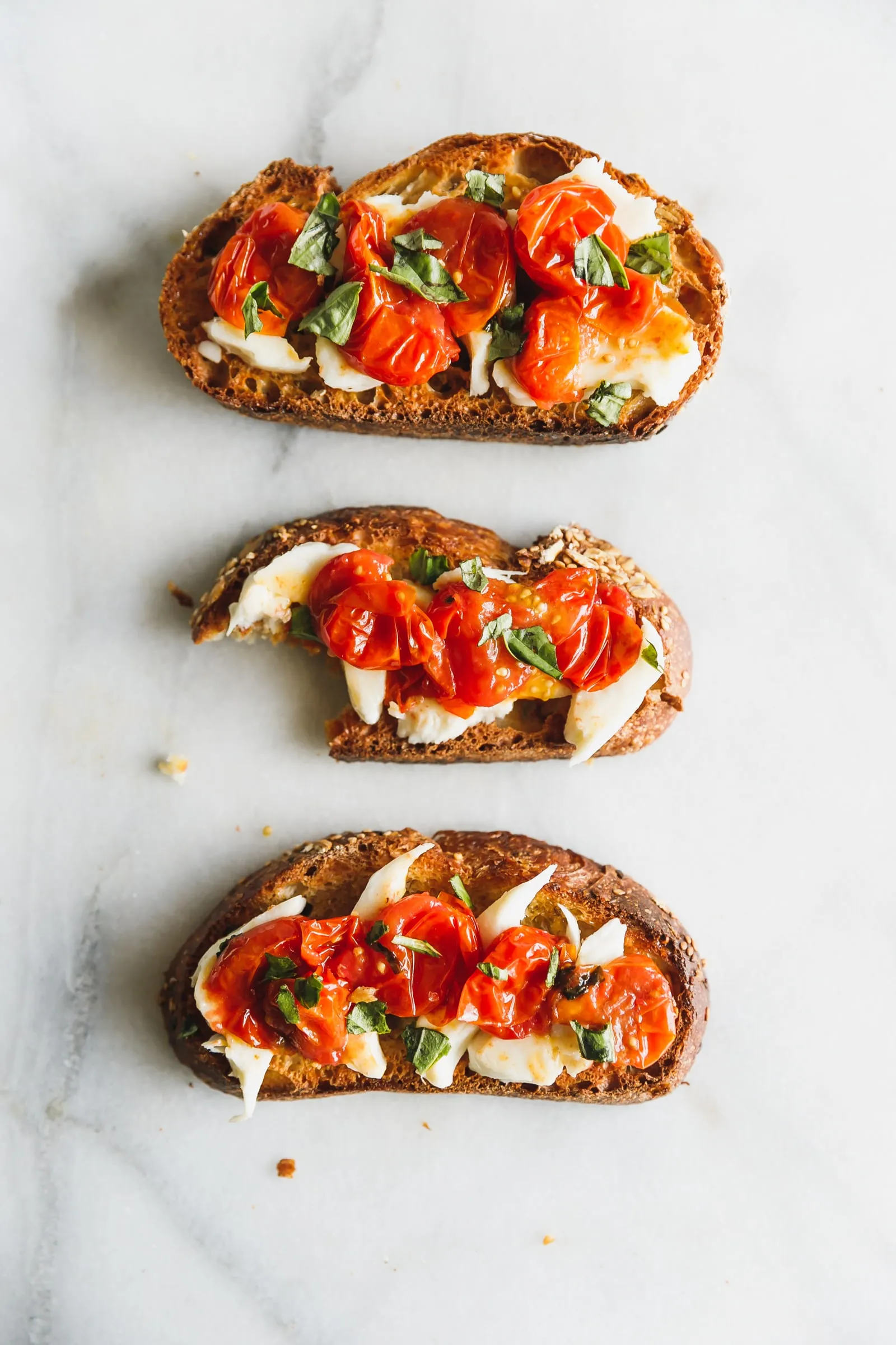 Roasted Cherry Tomato Caprese Toast