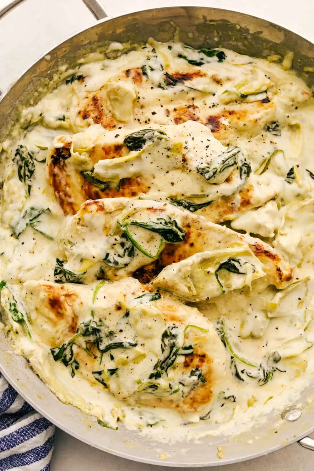 Roasted Chicken with Creamy Spinach Artichokes