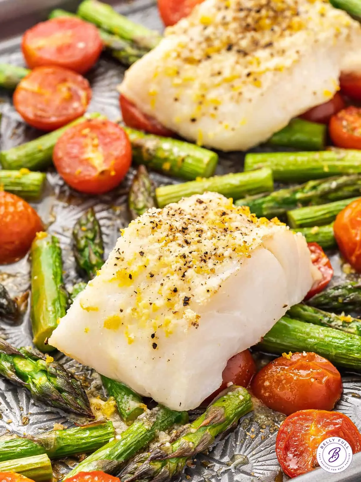 Roasted Cod with Asparagus and Tomatoes