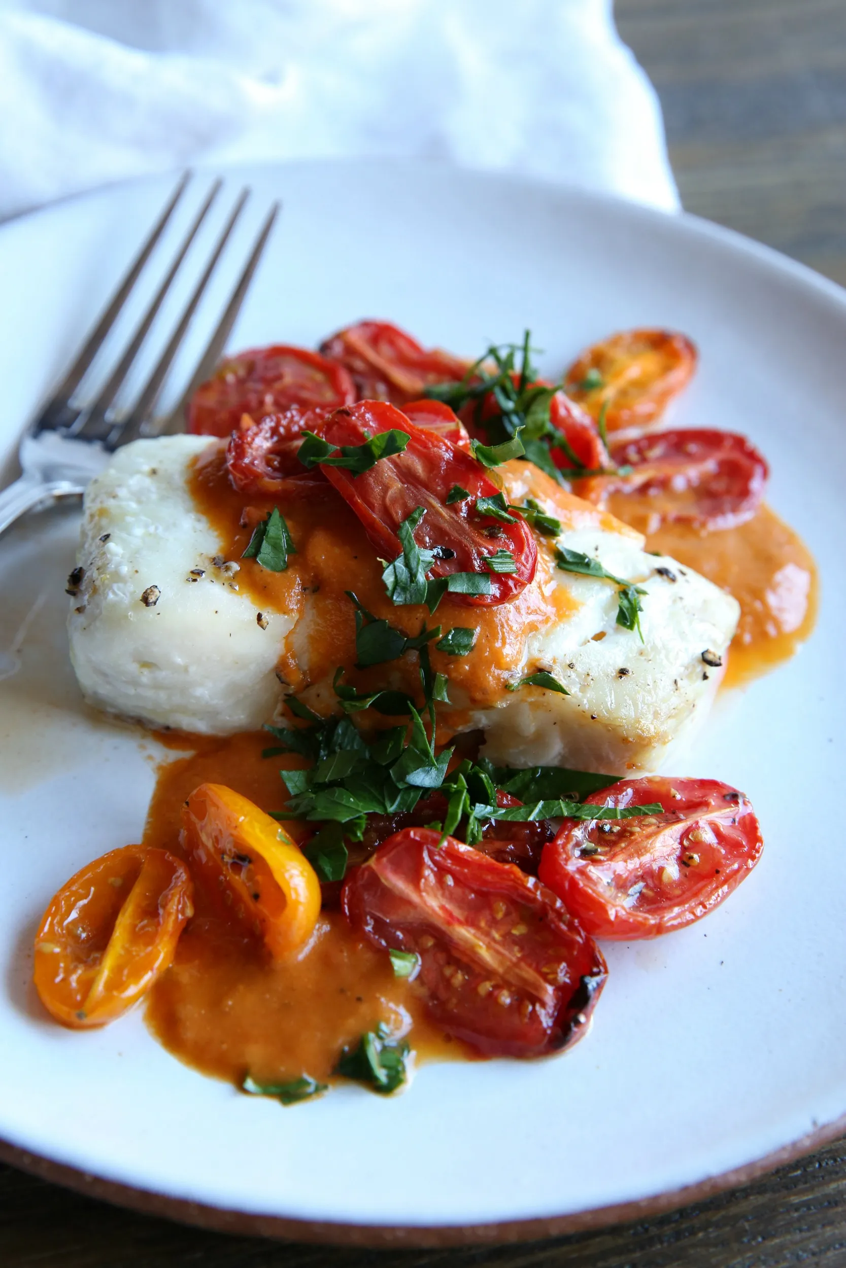 Roasted Cod with Tomatoes