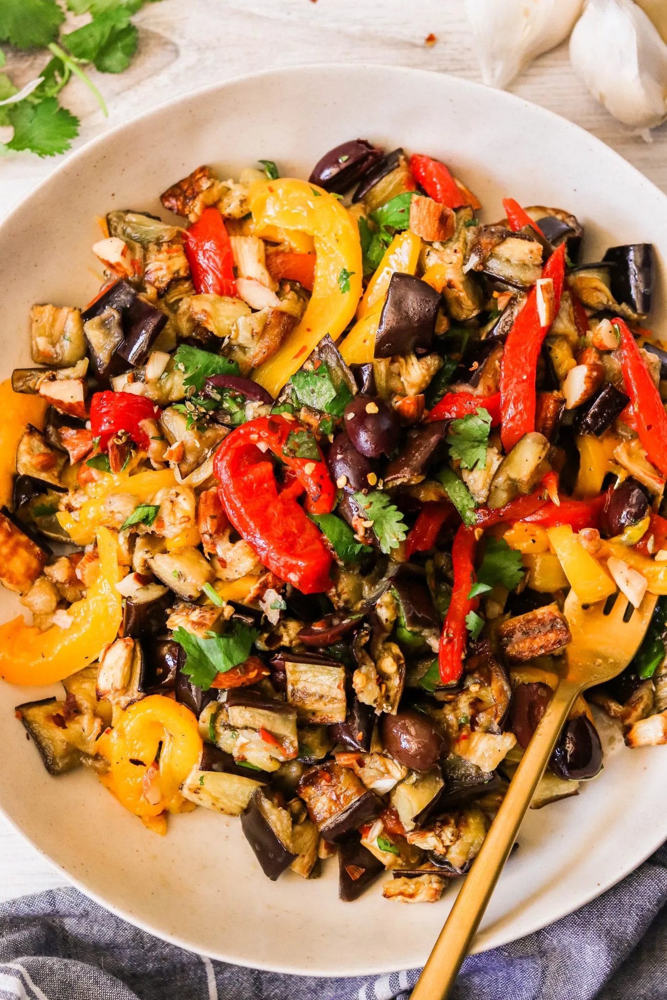Roasted Eggplant Salad with Garlic and Peppers
