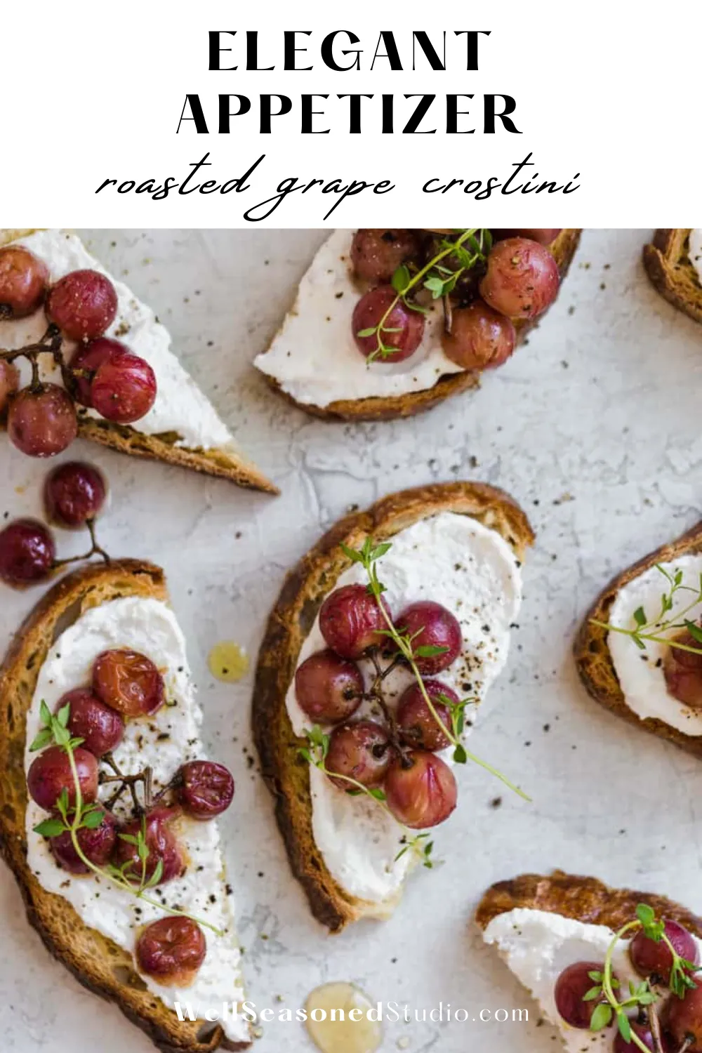 Roasted Grapes Crostini with Whipped Ricotta