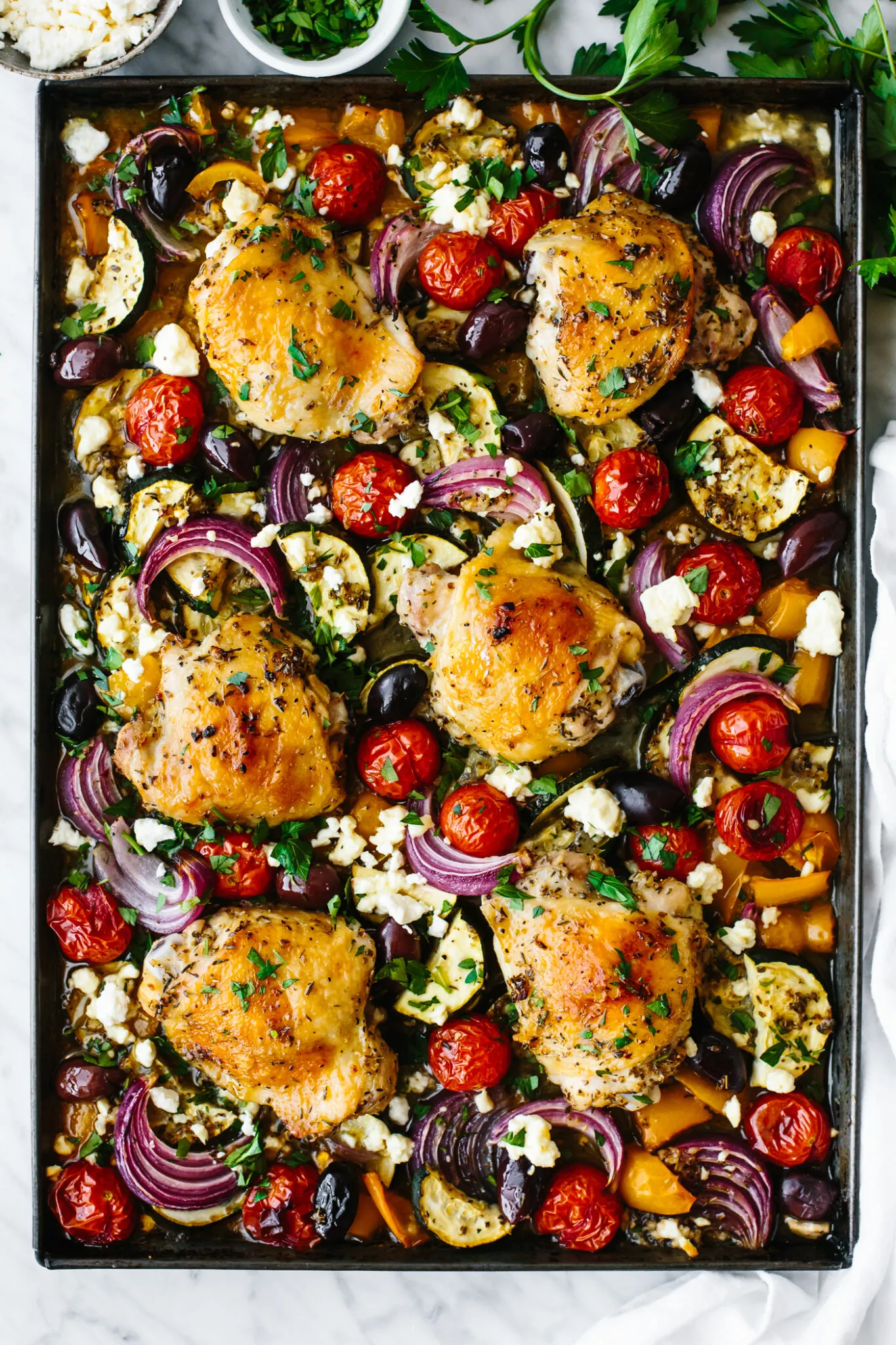 Roasted Greek Chicken Thighs